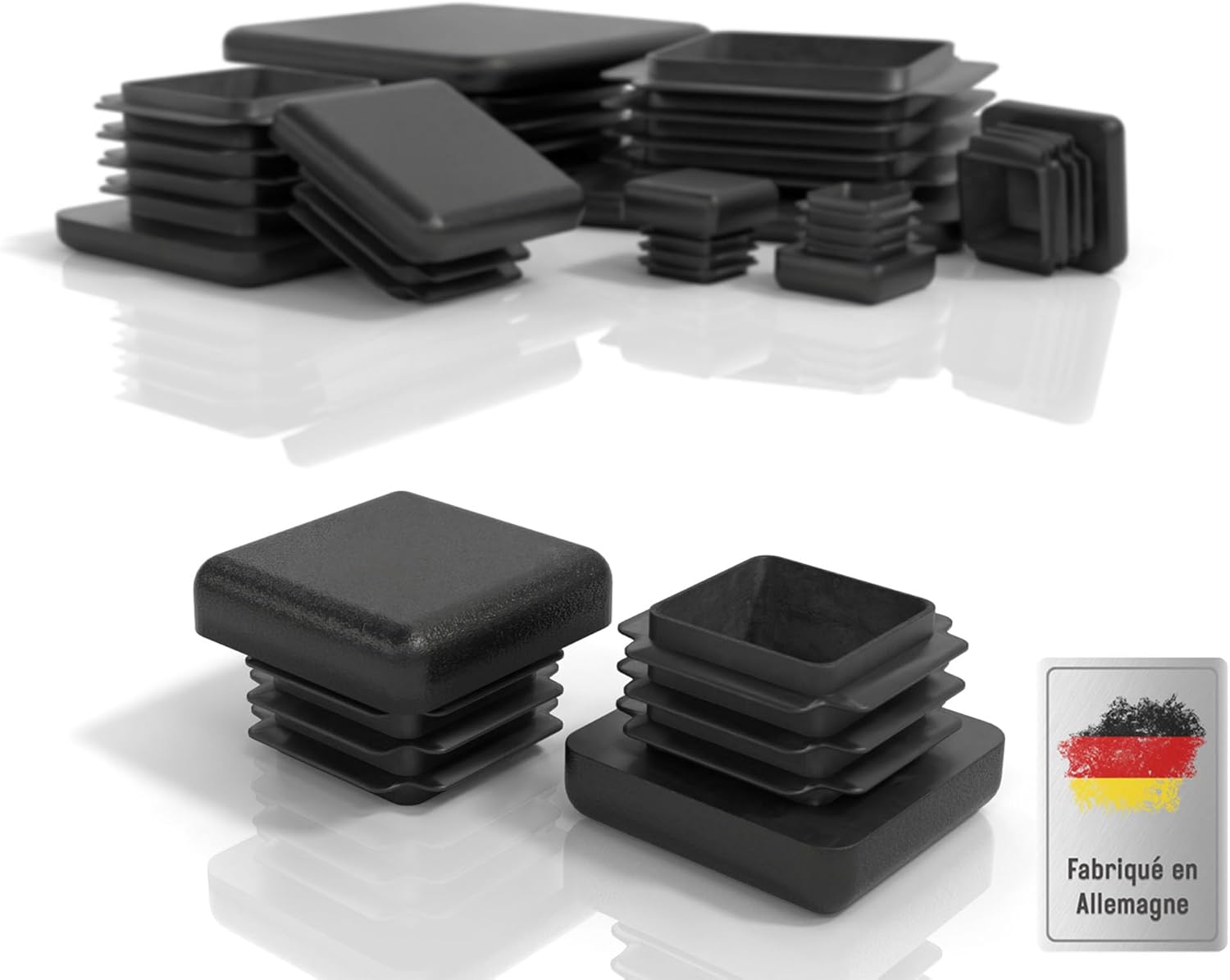 Quadratische Endkappen 25 X 25 Mm – 4er-pack – Pe-kunststoff – Möbelbeinschoner – Für Metallrohre, Stühle, Tische – Schwarz