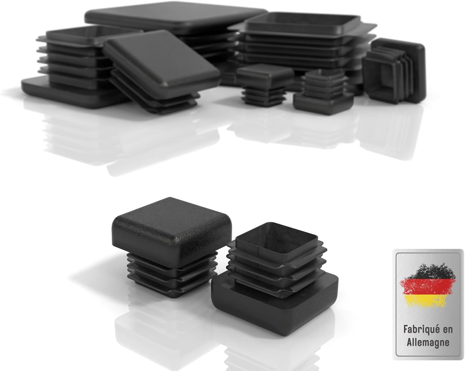 Quadratische Endkappen 15 X 15 Mm – 4er-pack – Pe-kunststoff – Schutz Für Böden Und Rohre – Für Stühle, Tische Und Regale – Schwarz