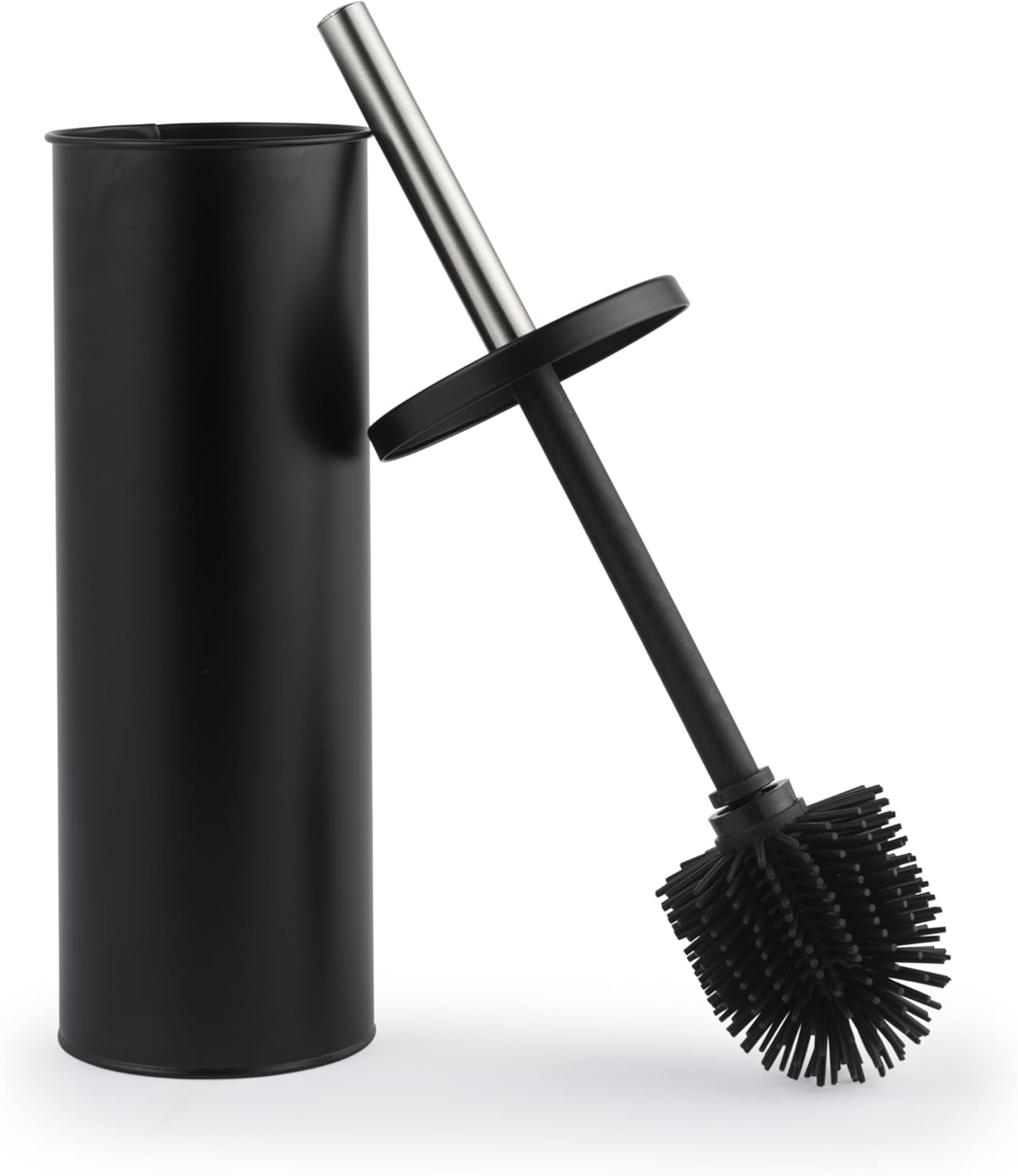 Wc-bürste Mit Halter – 1 Set – Schwarzes Silikon – Kratzfest Und Hygienisch – Für Moderne Badezimmer – Kompaktes Design