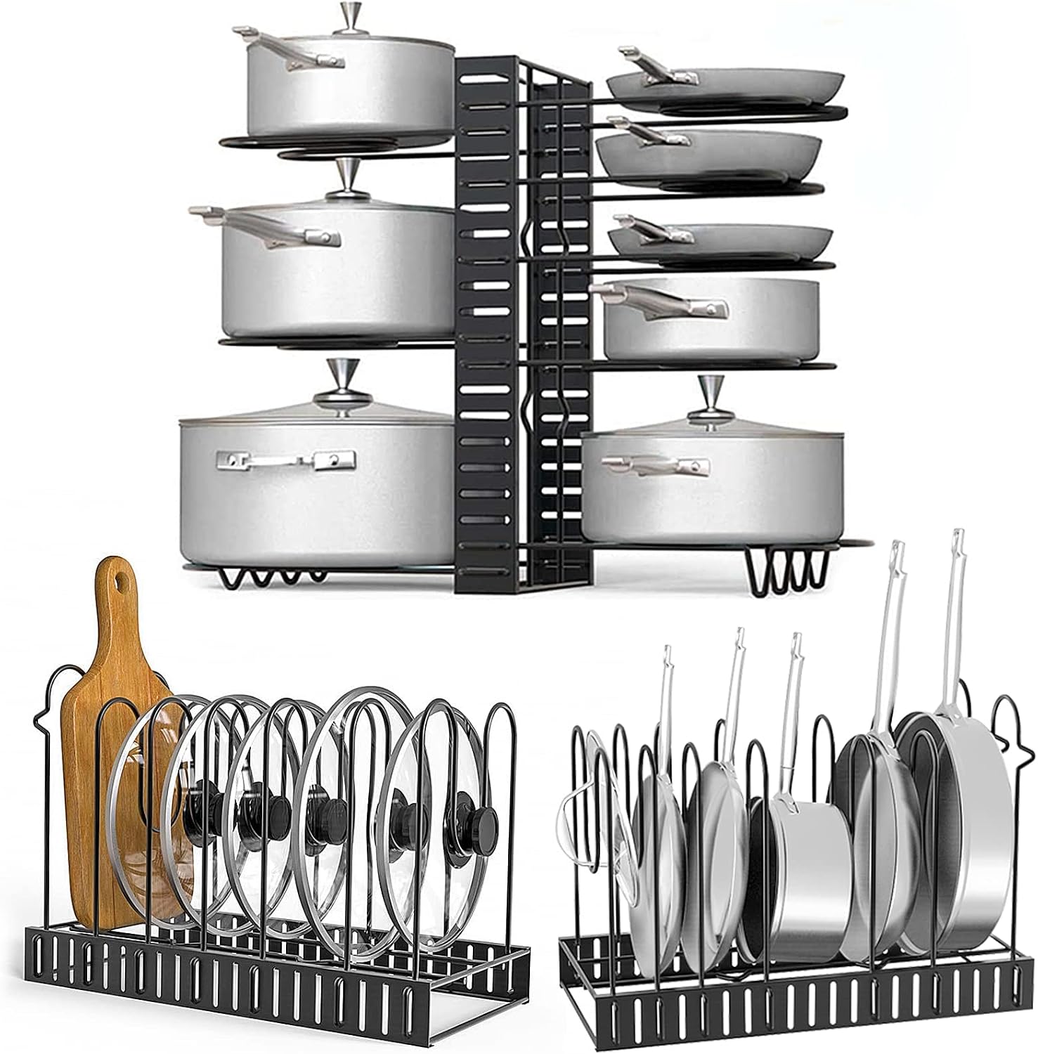Topf- Und Pfannenorganizer – 1 Stück – Edelstahl – 8 Verstellbare Fächer – Küchenorganisation Für Töpfe Und Deckel – Vertikale Oder Horizontale Montage