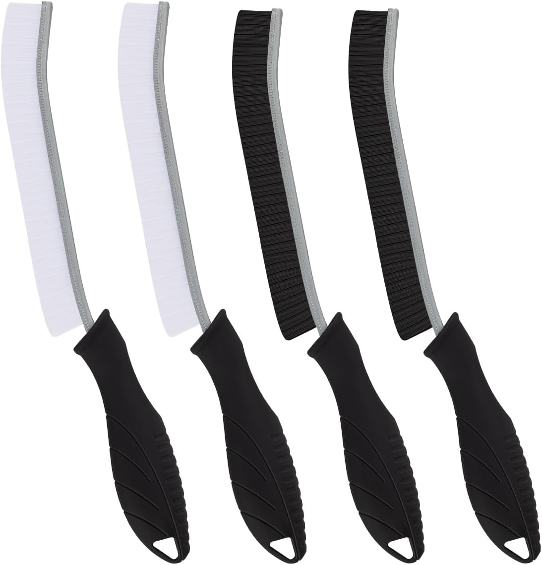 Reinigungsbürste Aus Steifem Borstenholz – 4er-set – Kunststoff Und Edelstahl – Für Fugen Und Ritzen – Bad Und Küche – Schwarz