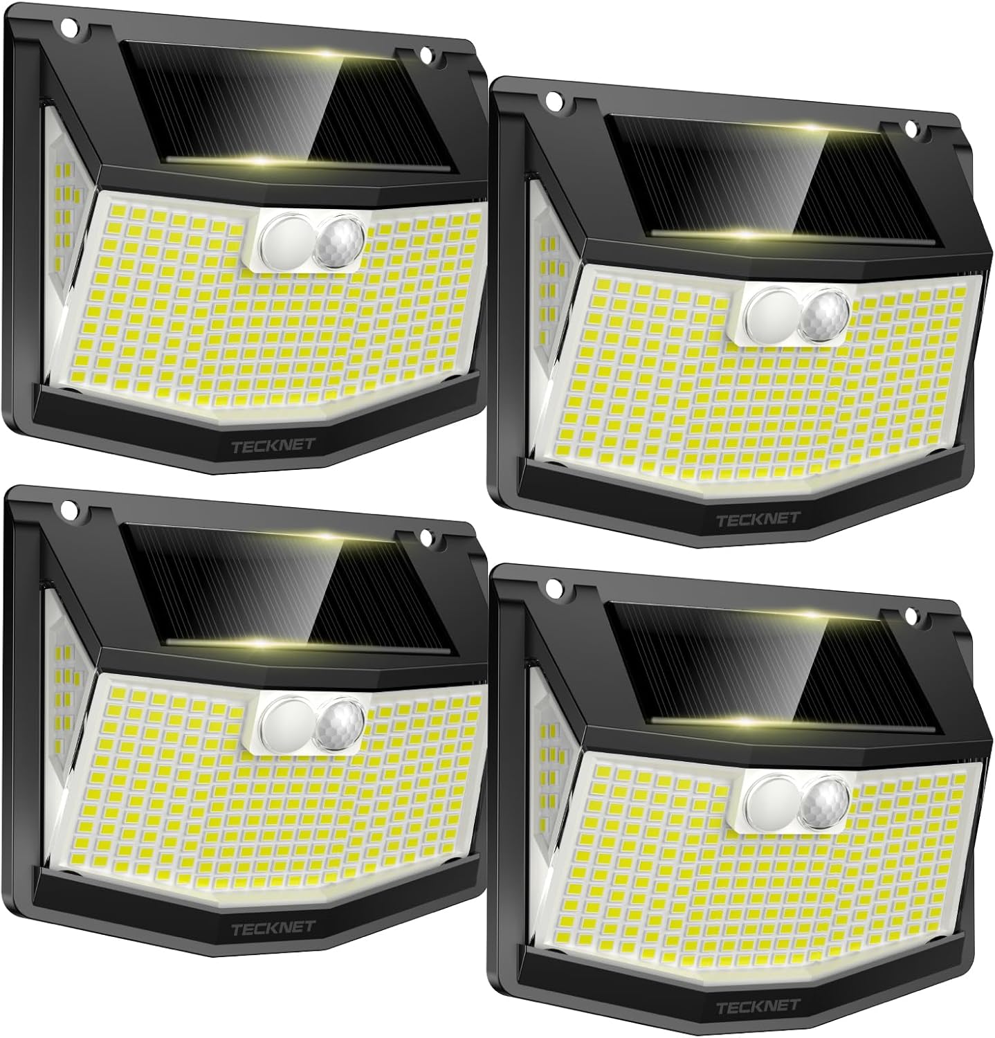 Solarleuchten Für Den Außenbereich – 4er-pack – Ip66 Wasserdichtes Abs – 248 Leds, 300° Breiter Abstrahlwinkel – Garten, Einfahrt, Garage – Schwarz