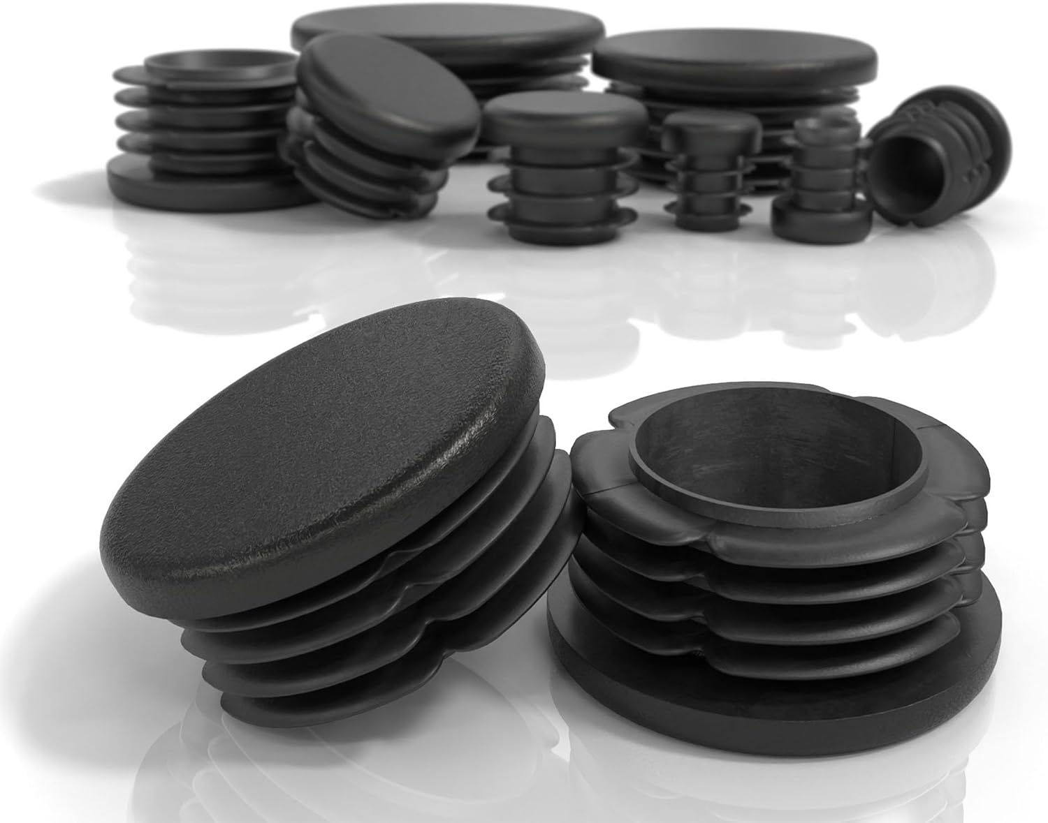 Runde Klappkappen (50 Mm) – 4er-pack – Schwarzes Polyethylen – Schutz Für Böden Und Rohre – Für Stühle, Tische Und Regale – 50 Mm Durchmesser