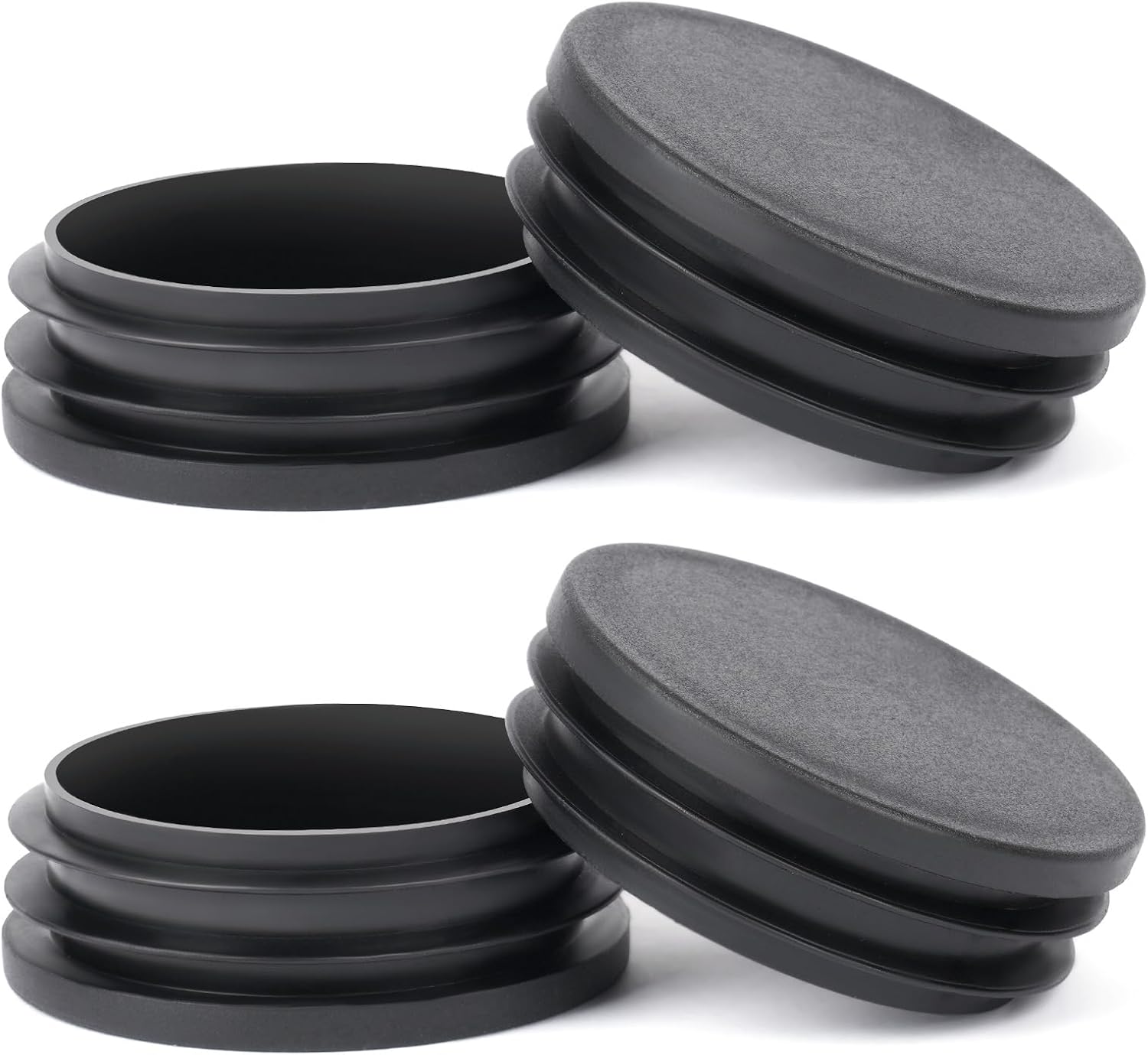 Runde Rohrendkappen – 4er-pack – Schwarzer Pe-kunststoff – Bodenschutz Und Geräuscharmer Betrieb – Für Stühle, Tische Und Sofas – Durchmesser 50 Mm