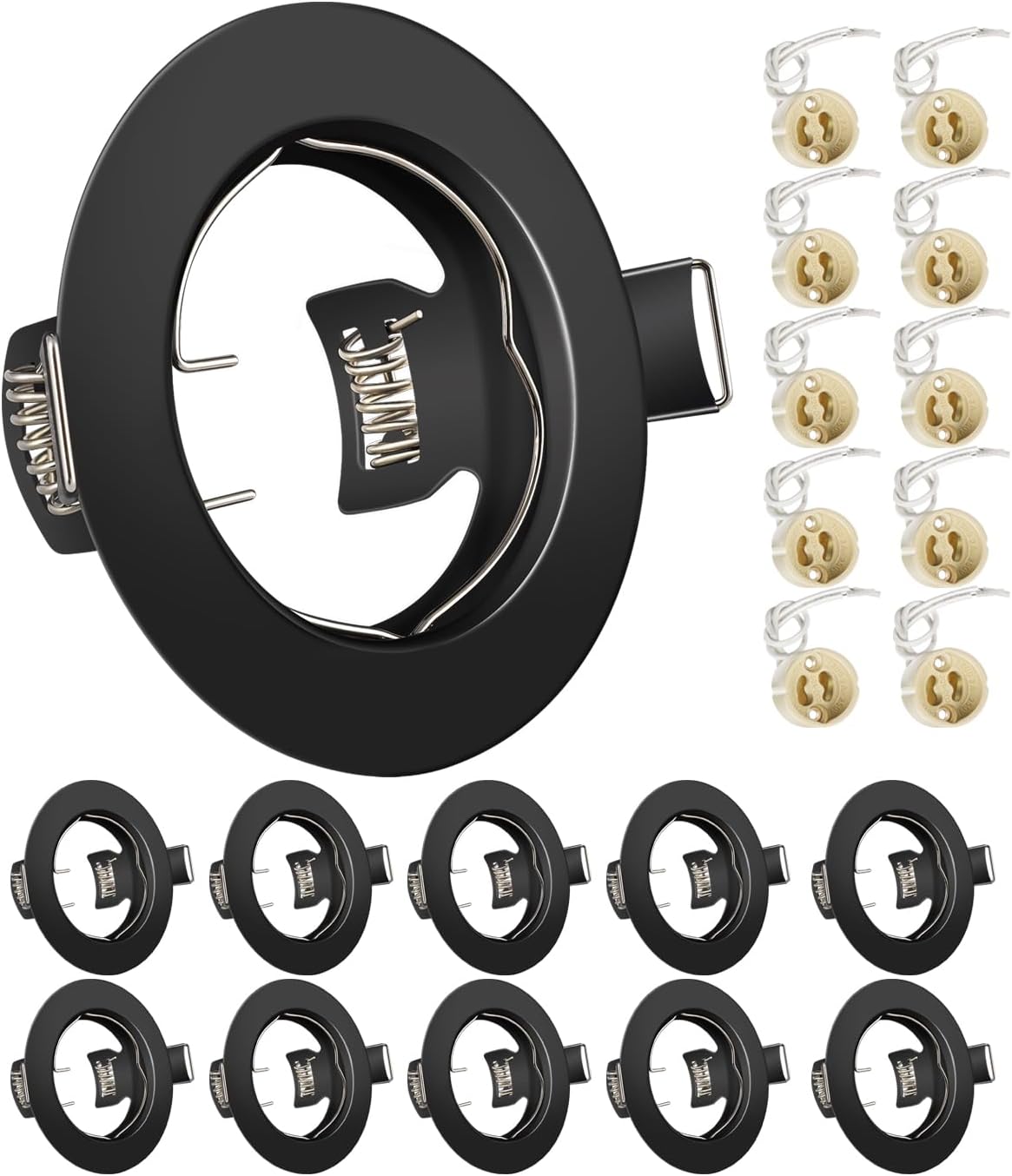 Gu10 Einbaustrahler-rahmen – 10er-pack – Mattschwarzes Metall – Keramikfassung – Für Wohnzimmer- Und Küchendecken – Ø 55–70 Mm