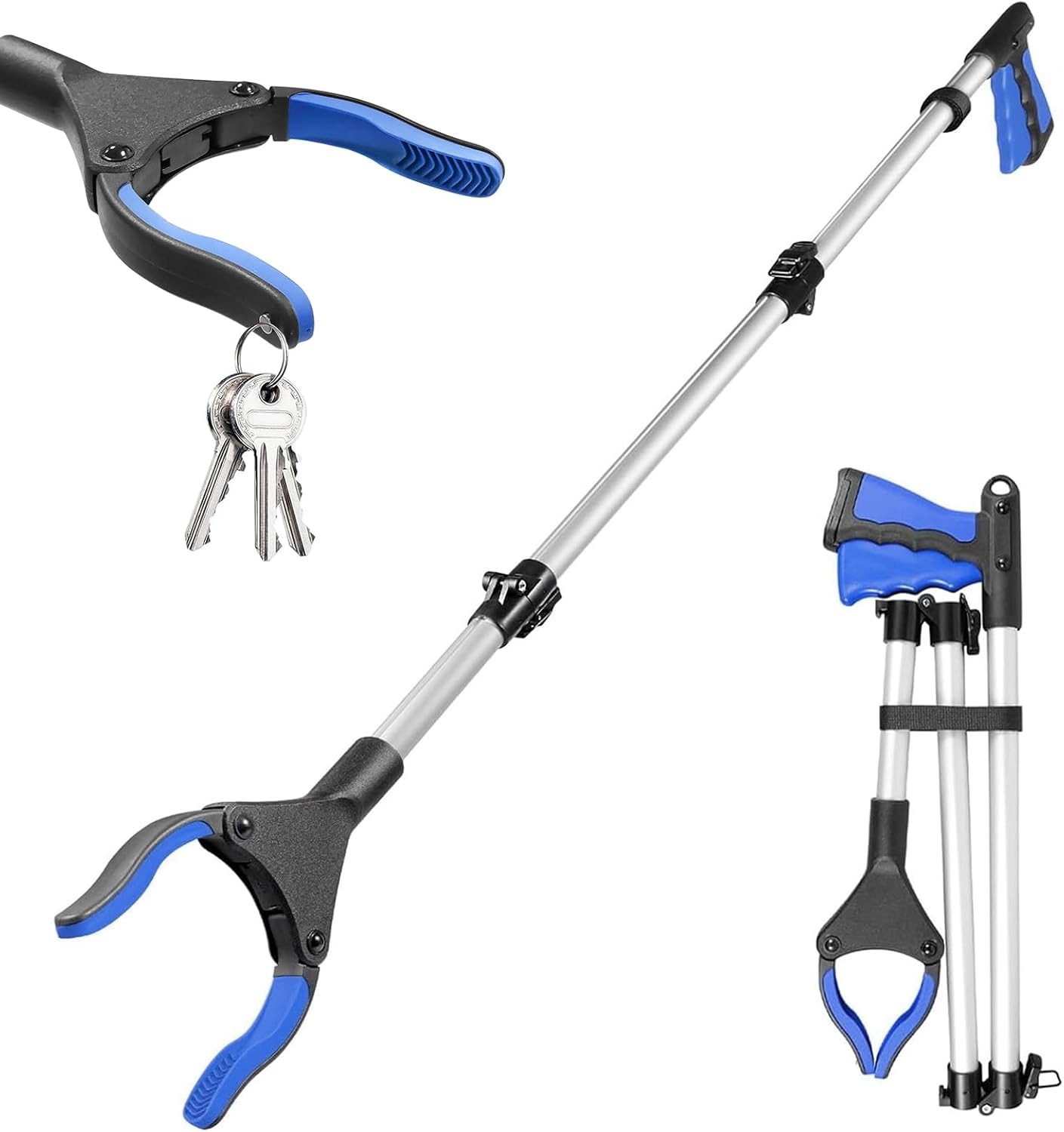 Greifzange Zum Aufnehmen Von Gegenständen – 110 Cm – Aluminiumlegierung – 360°-drehung Und Magnet – Für Senioren Und Menschen Mit Eingeschränkter Mobilität – Schwarz