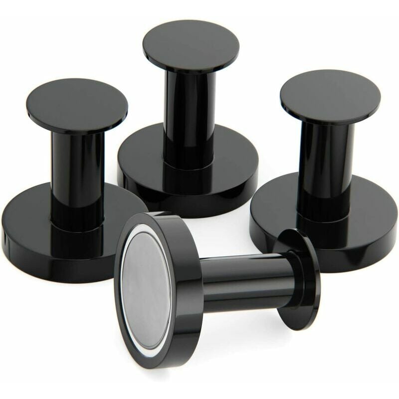 Magnetische Garderobe Zum Aufhängen Von Mänteln Und Taschen, 4 Extrem Starke Schwarze Wandhaken, Garderobe Für Türen Mit Metallmagnet
