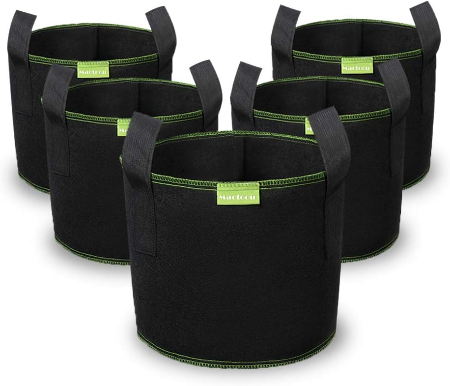 Pflanzsäcke – 5er-pack – Vliesstoff – Wasserdurchlässig Und Atmungsaktiv – Für Gemüse Und Blumen – 12 L