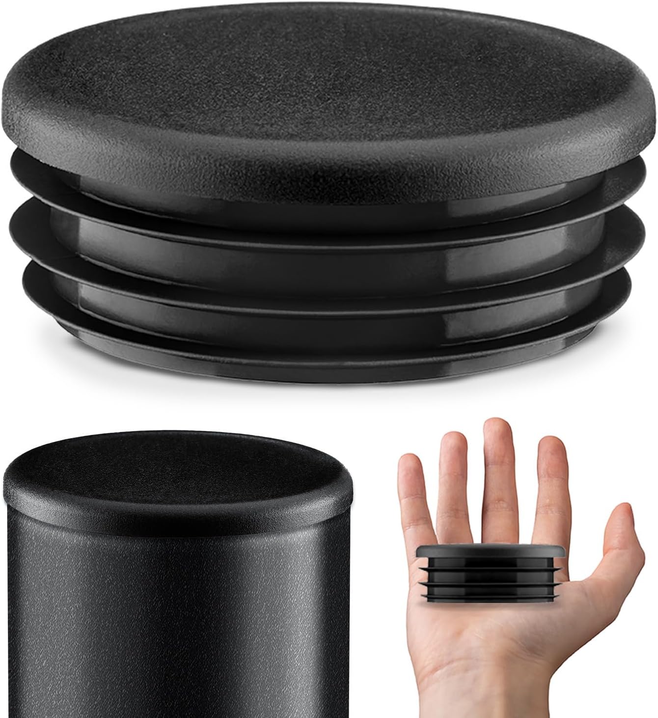 Runde Rohrendkappen – 5er-pack – Schwarzes Polyethylen – Verletzungsschutz – Möbel Und Zäune – Durchmesser 76 Mm