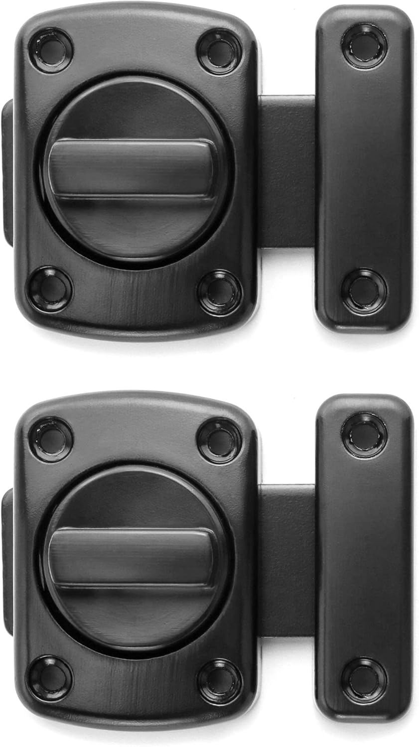 Set Mit 2 Drehriegeln – Schwarz Verzinkter Stahl – Erhöhte Sicherheit – Für Türen Und Fenster – 54 X 40 Mm