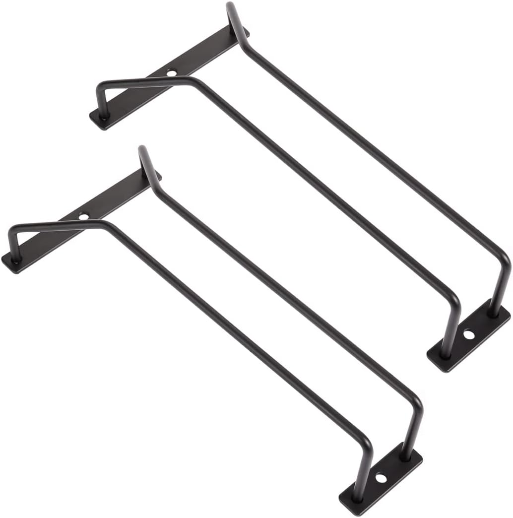 Set Mit 2 Schwarzen Metall-glashaltern – Stabile Unterbauhalterung – Elegante Aufbewahrung Für Stielgläser – Ideal Für Bars Und Küchen – Länge 24,5 Cm