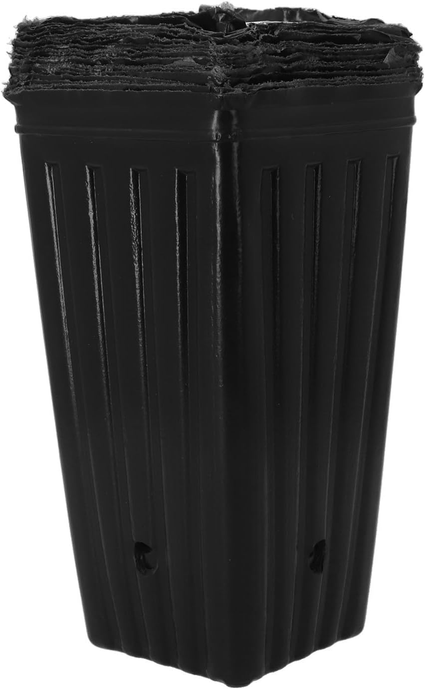 Set Mit 25 Anzuchttöpfen – Schwarzer Kunststoff – 19,8 Cm – Seitlicher Wasserablauf – Für Drinnen Und Draußen
