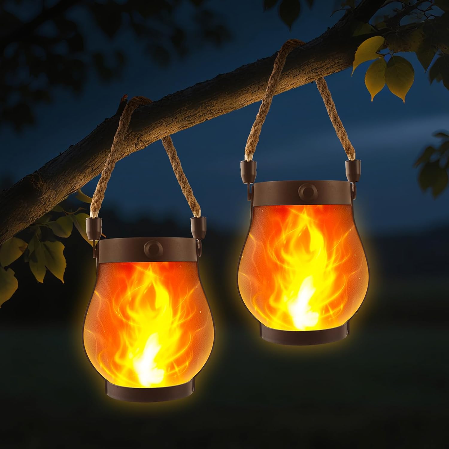 Solarlaterne – 2 Stück – Abs – Realistische Flamme, Ip65 – Garten, Terrasse, Balkon – Schwarz