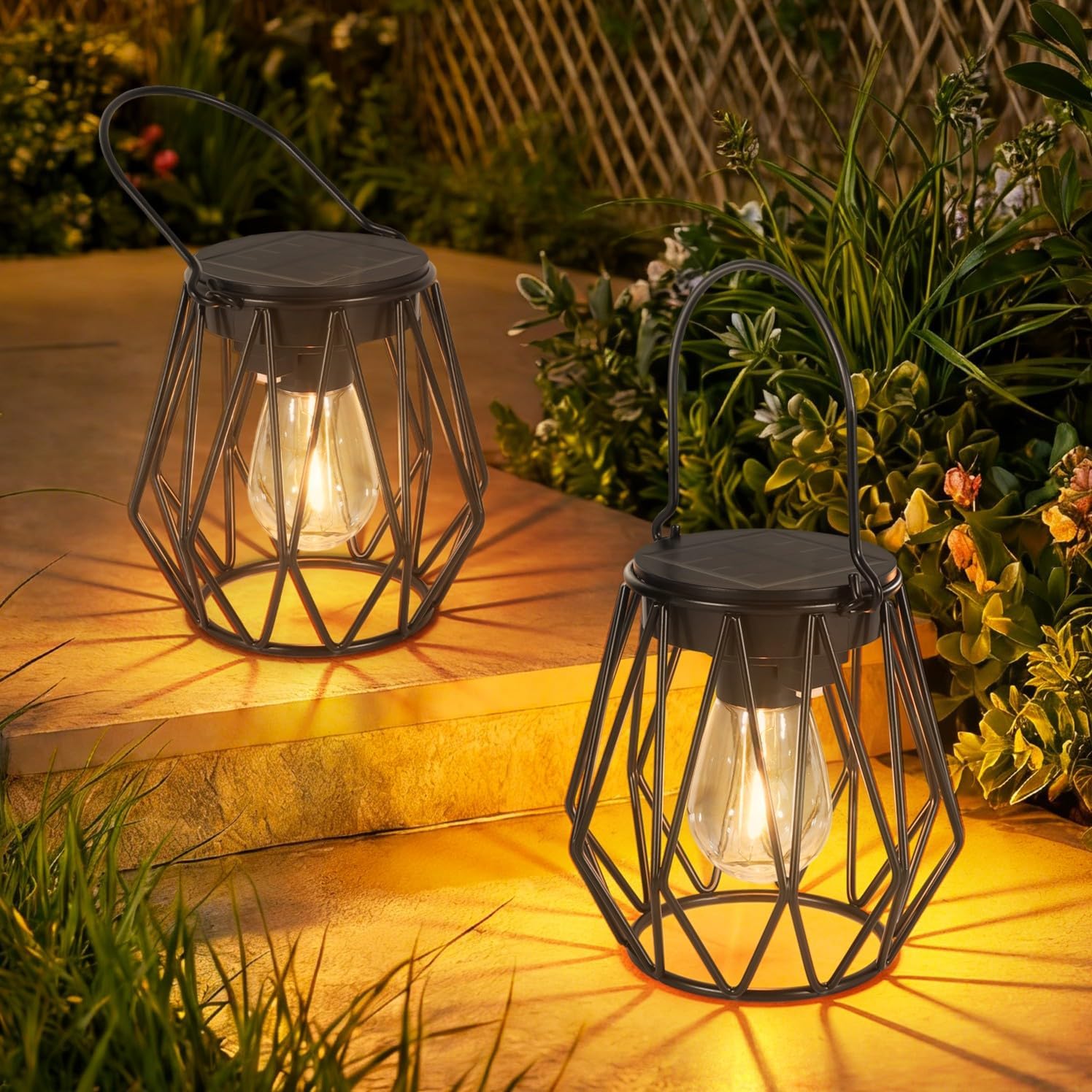 Solarlaterne – 2er-set – Metall – Ip65 – Hängend Oder Freistehend – Garten & Terrasse