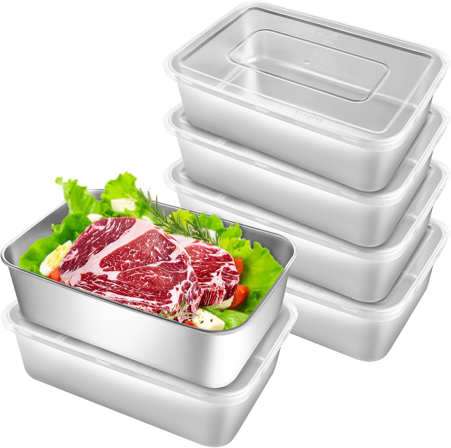 6er-set Edelstahl-aufbewahrungsbehälter À 1500 Ml – Stapelbar, Ofen- Und Gefriergeeignet – Bpa-freier, Transparenter Deckel – 22,5 X 15 X 6 Cm