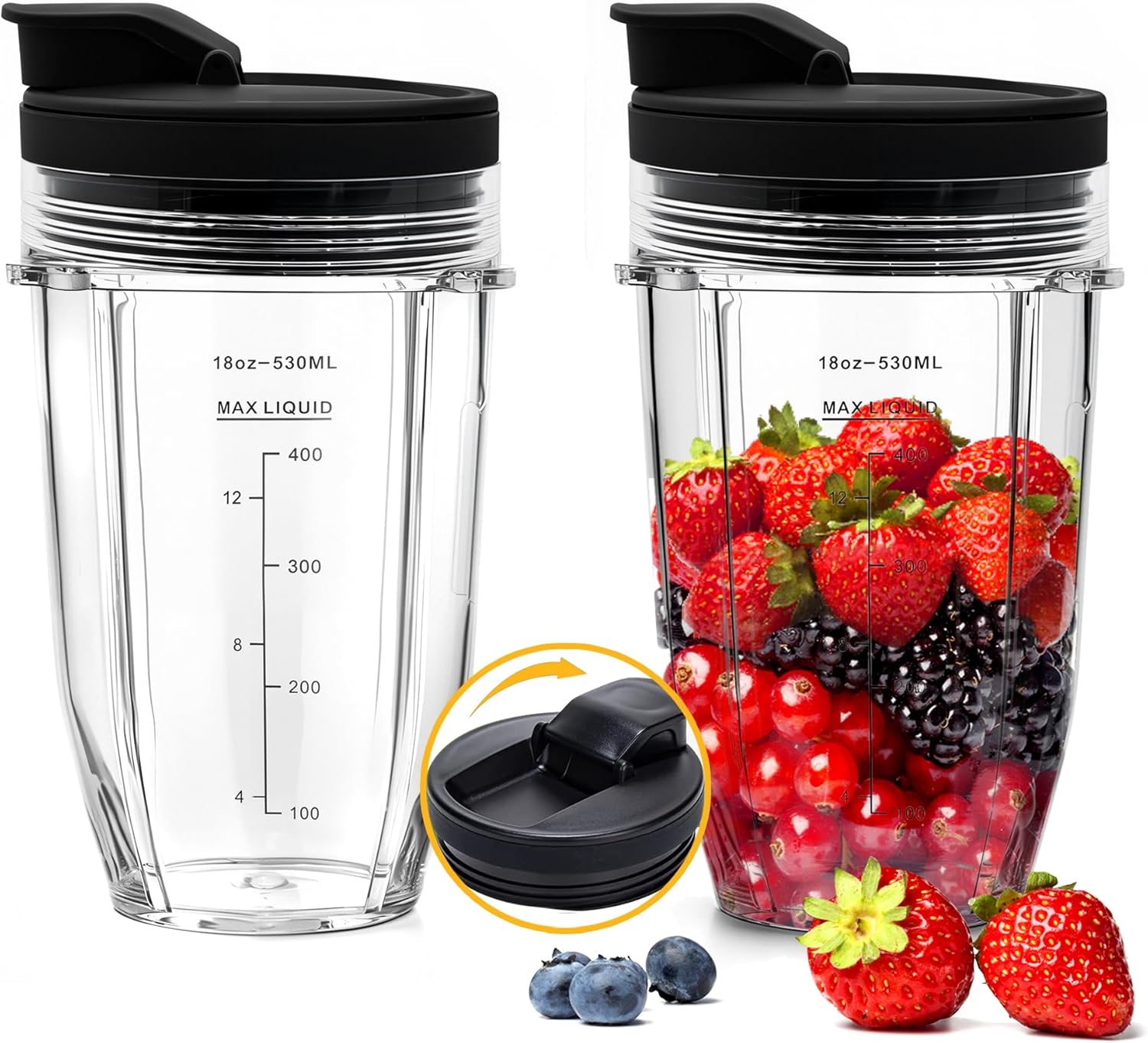 2 X 530 Ml Becher – Kompatibel Mit Ninja-mixern – Bpa-frei – Auslaufsicherer Deckel – Für Smoothies