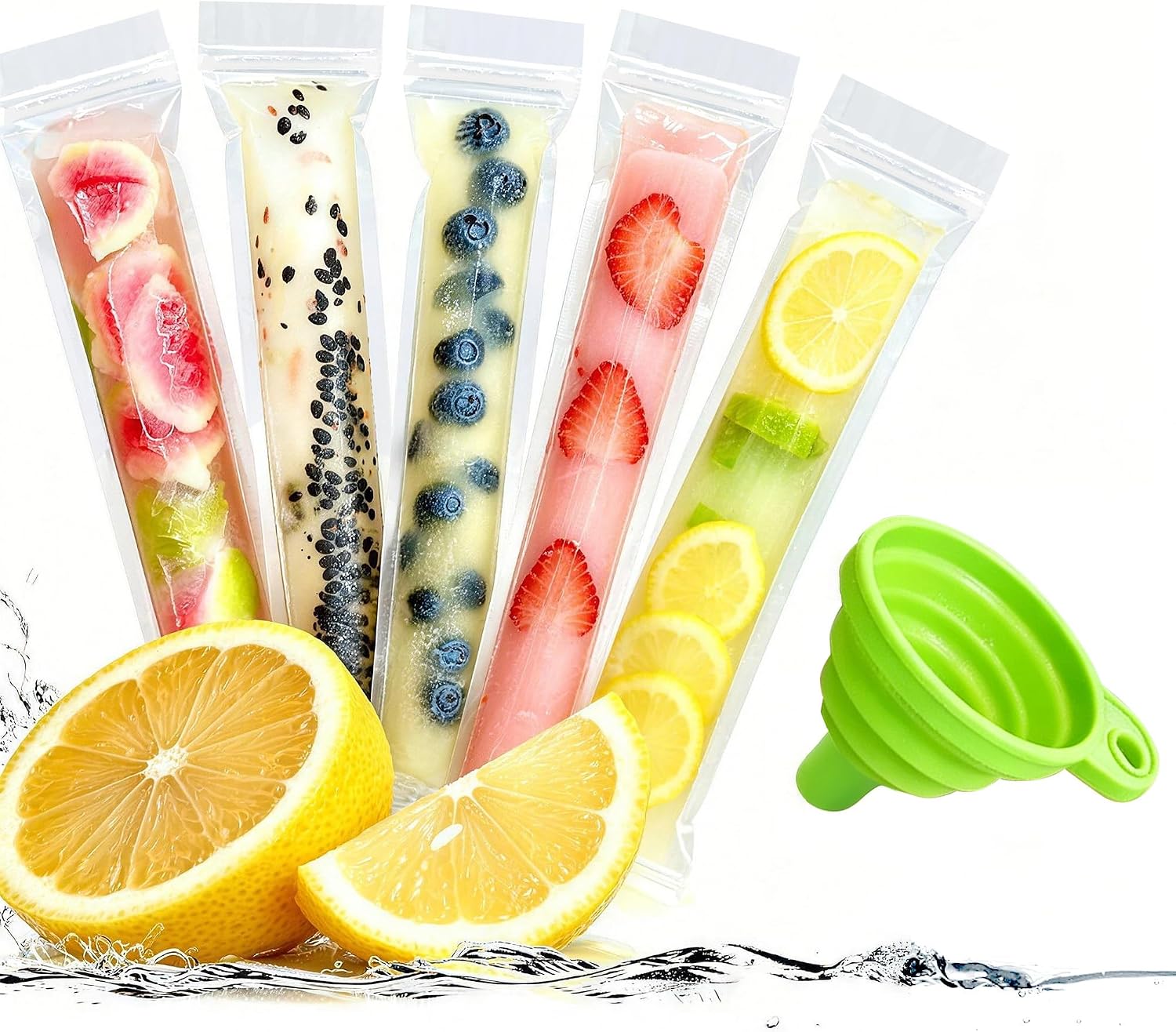 Eisbeutel Am Stiel – 160 Stück – Transparenter Kunststoff – Mit Trichter – Für Partys Und Picknicks – 5,5 X 28 Cm