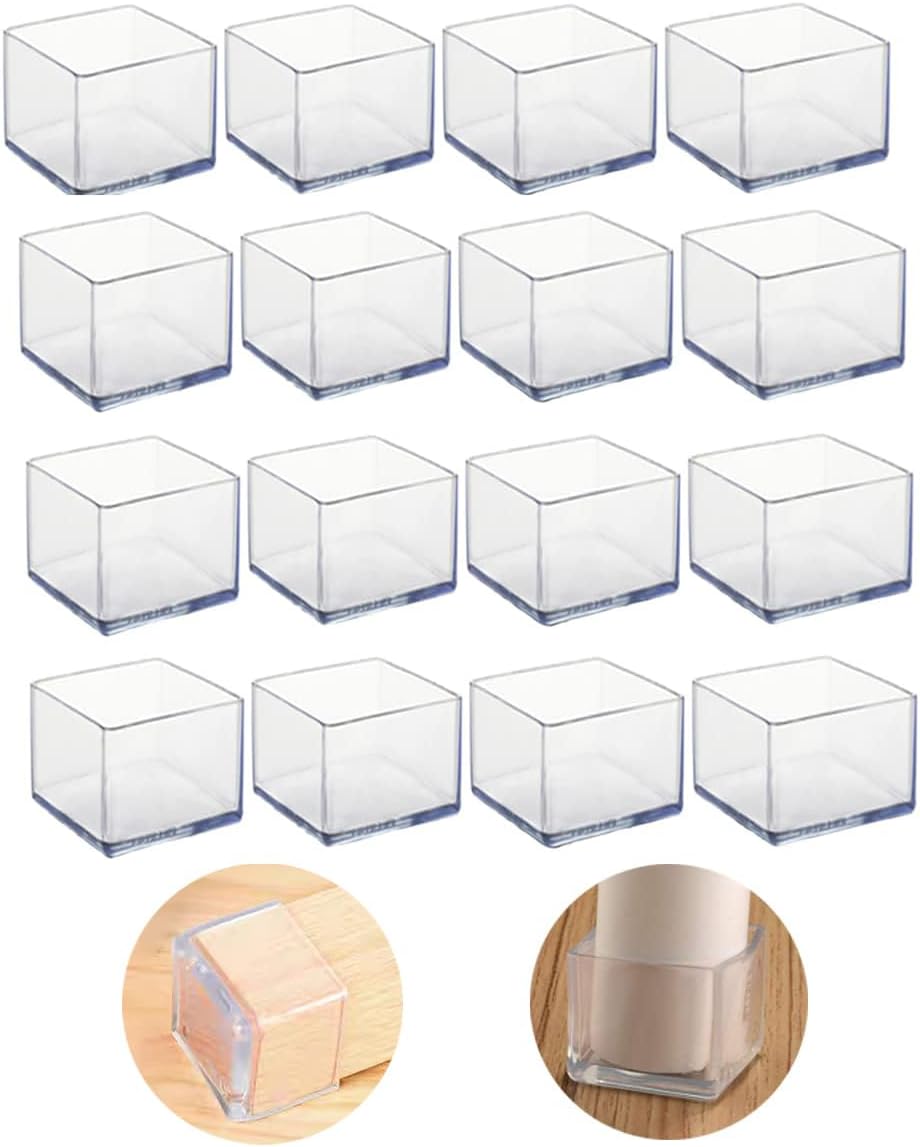 Set Mit 16 Quadratischen Silikon-stuhlbeinschonern, 35 X 35 Mm, Für Stuhlbeine Und Hockerbeinkappen Zum Schutz Vor Kratzern Auf Hartholzböden Und Zur Geräuschreduzierung.