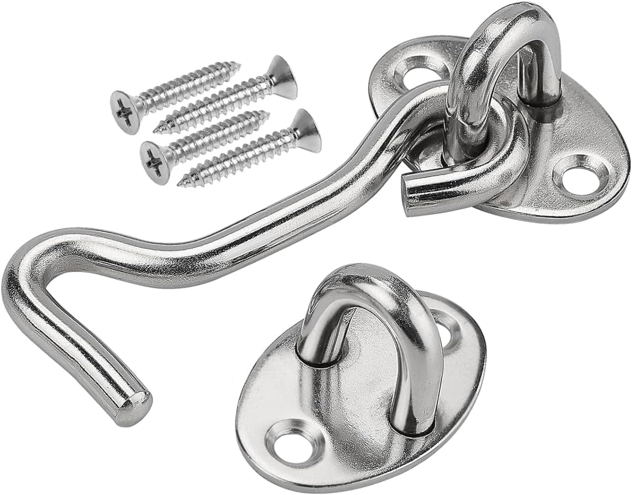 2er-set Hakenverriegelungen – Edelstahl – Robuster Verschluss – Türen, Fenster, Scheunen – 7,6 Cm Silber