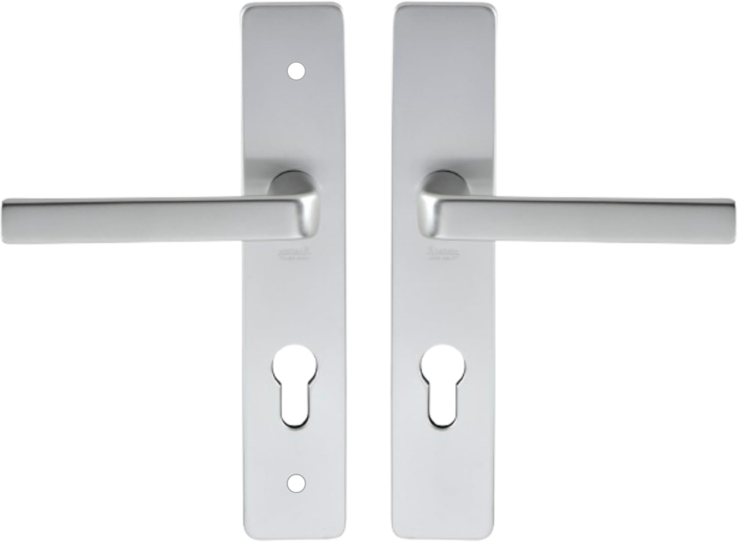 Türgriff-set Auf Rosette – 1 Stück – Silbernes Aluminium – Schlüsselschloss – 195 Mm Lochabstand – Eingangstür, Kellertür, Gartentür – Stärke 38 Bis 48 Mm