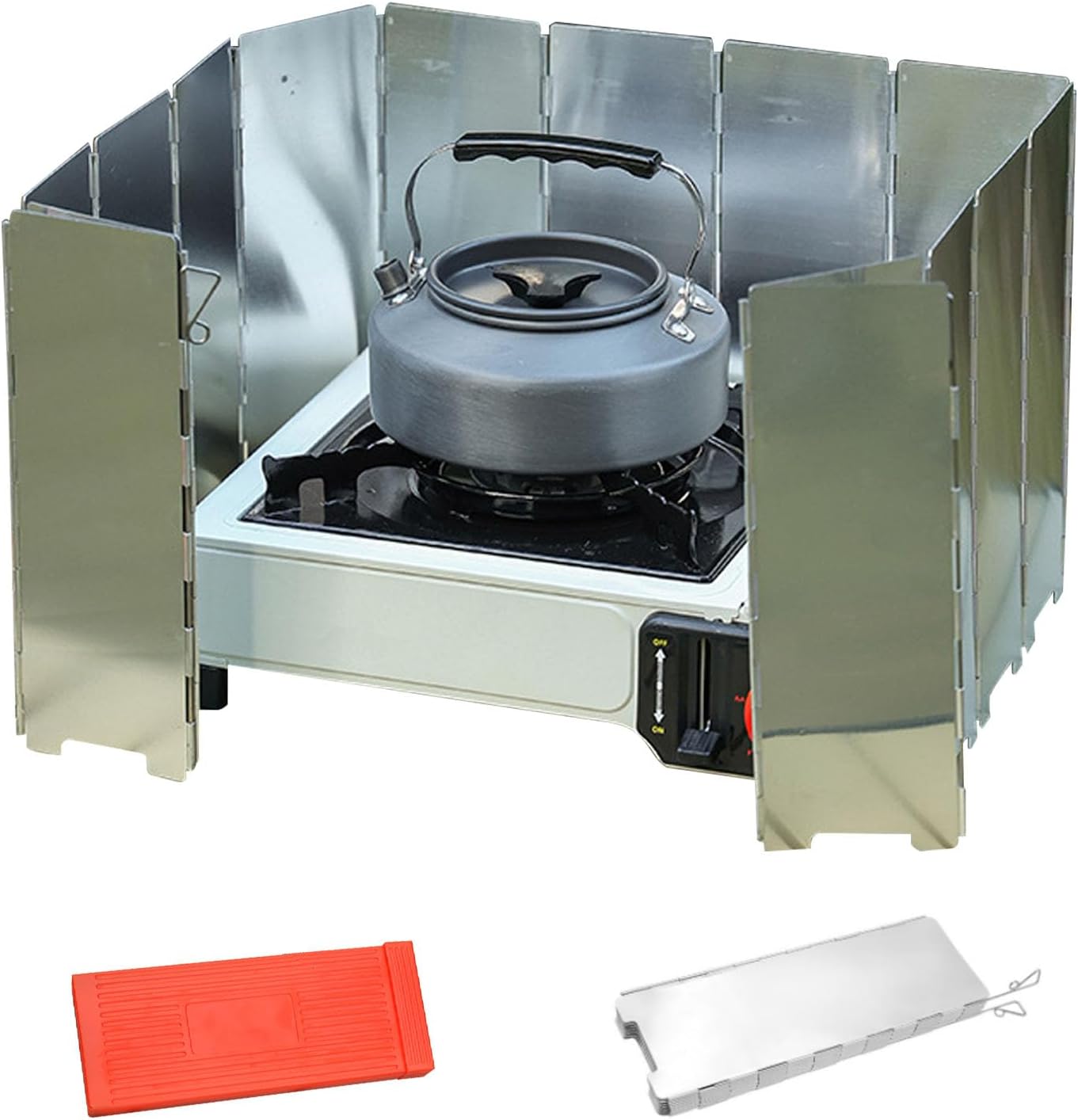 Faltbarer Camping-windschutz, 16 Aluminiumpaneele, Leicht, 360°-windschutz Für Gaskocher, Wandern, Grillen, Outdoor-aktivitäten, 130 X 24 Cm