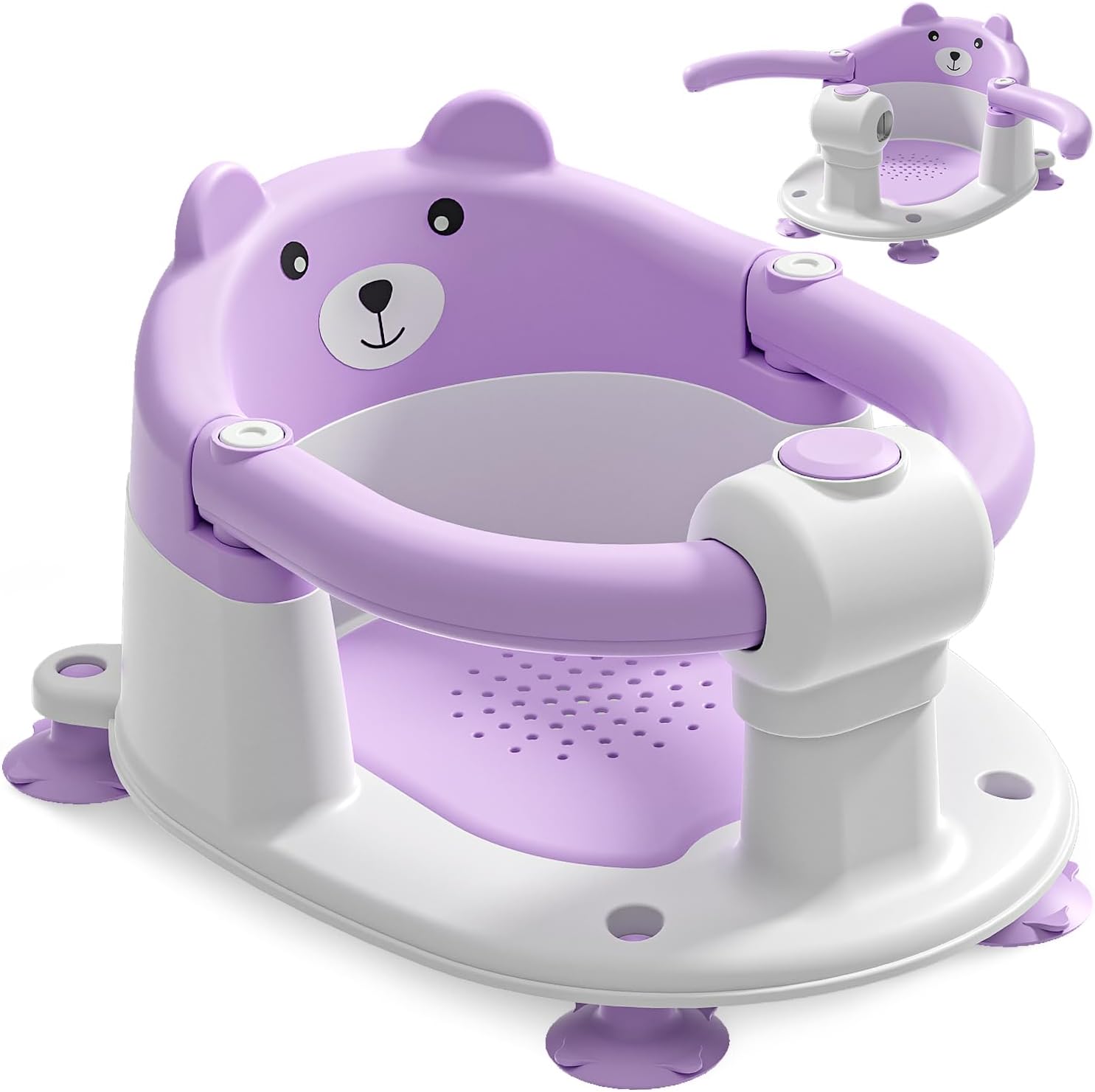 Babybadewannensitz – 1 Stück – Weiches Tpr – Rutschfest Mit 4 Saugnäpfen – Für Dusche Und Badewanne – Lila