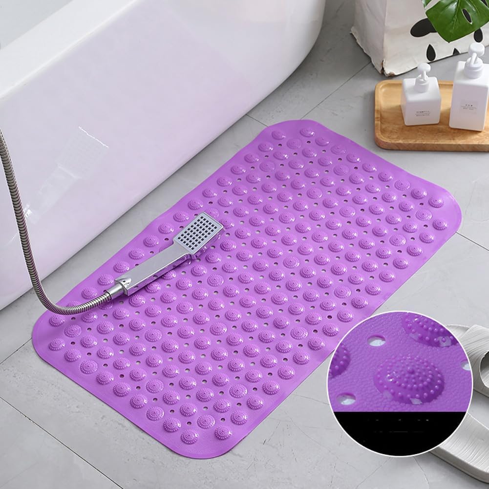 Tapis De Bain Antidérapant – 1 Einheit – Pvc – Ventous- Und Trous-drainage – Salle De Bain – Violett 35 X 70 Cm