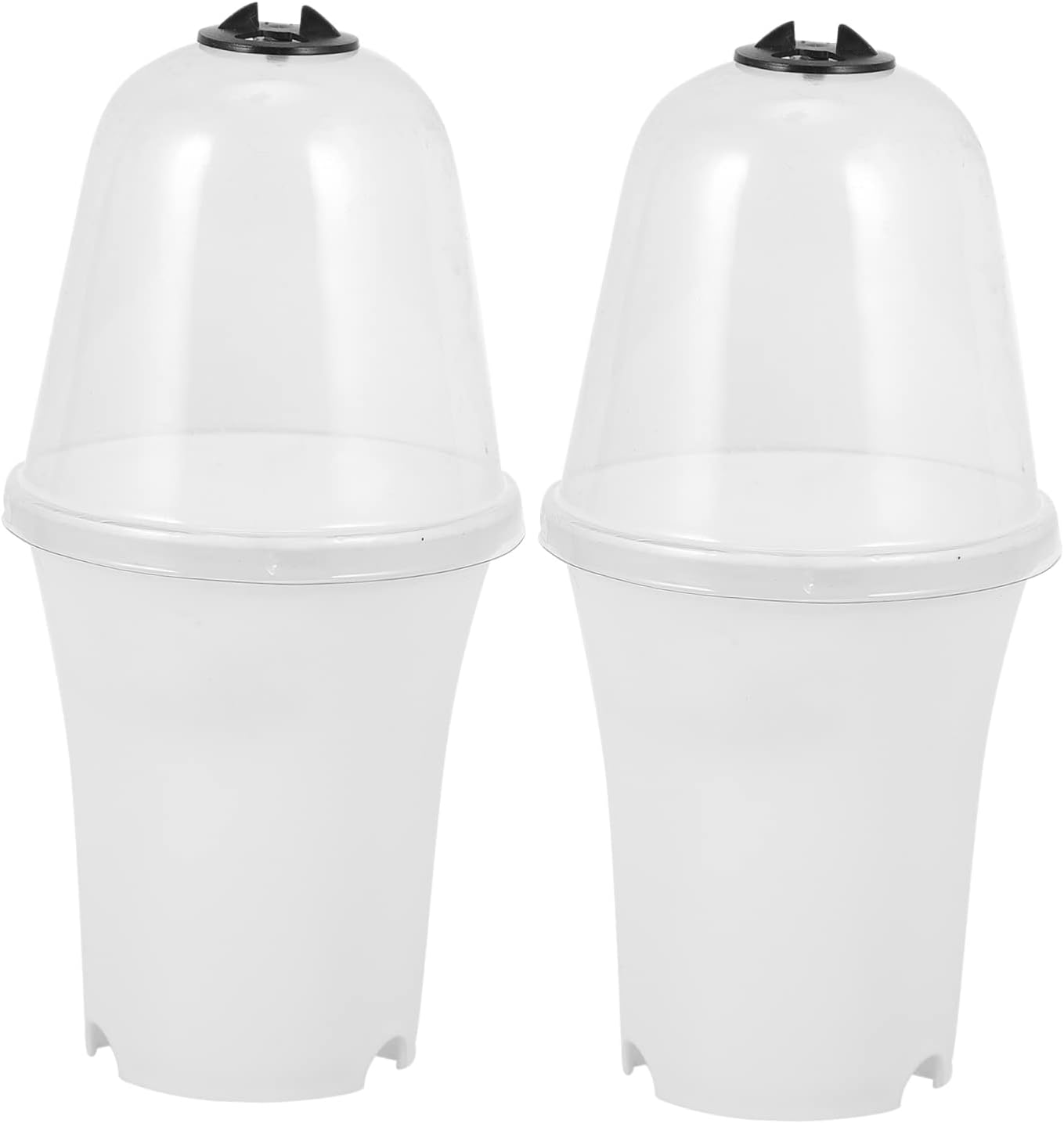 2er-set Sukkulententöpfe – Weißer Kunststoff – Mit Verstellbarem Deckel – Optimierte Drainage – Für Drinnen Und Draußen – 22 X 10,5 X 7 Cm