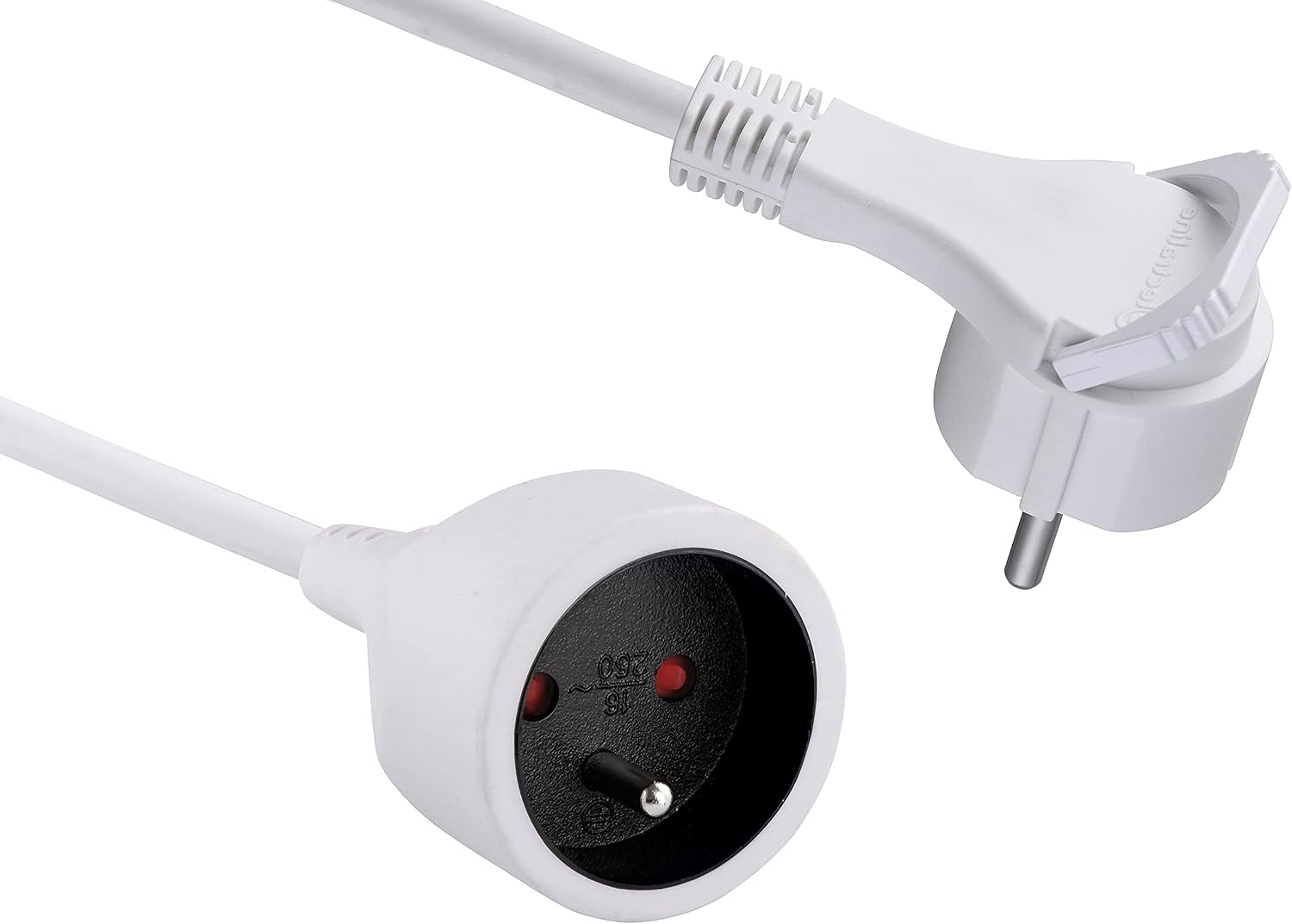 3 M Verlängerungskabel – 16 A – Ho5vv-f-kabel – Extraflacher Stecker – Kindersicherung – Weiß