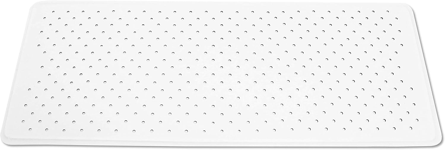 Rutschfeste Badematte – 1 Stück – Naturkautschuk – Saugnäpfe Und Abfluss – Für Dusche Und Badewanne – 65 X 35 Cm – Weiß