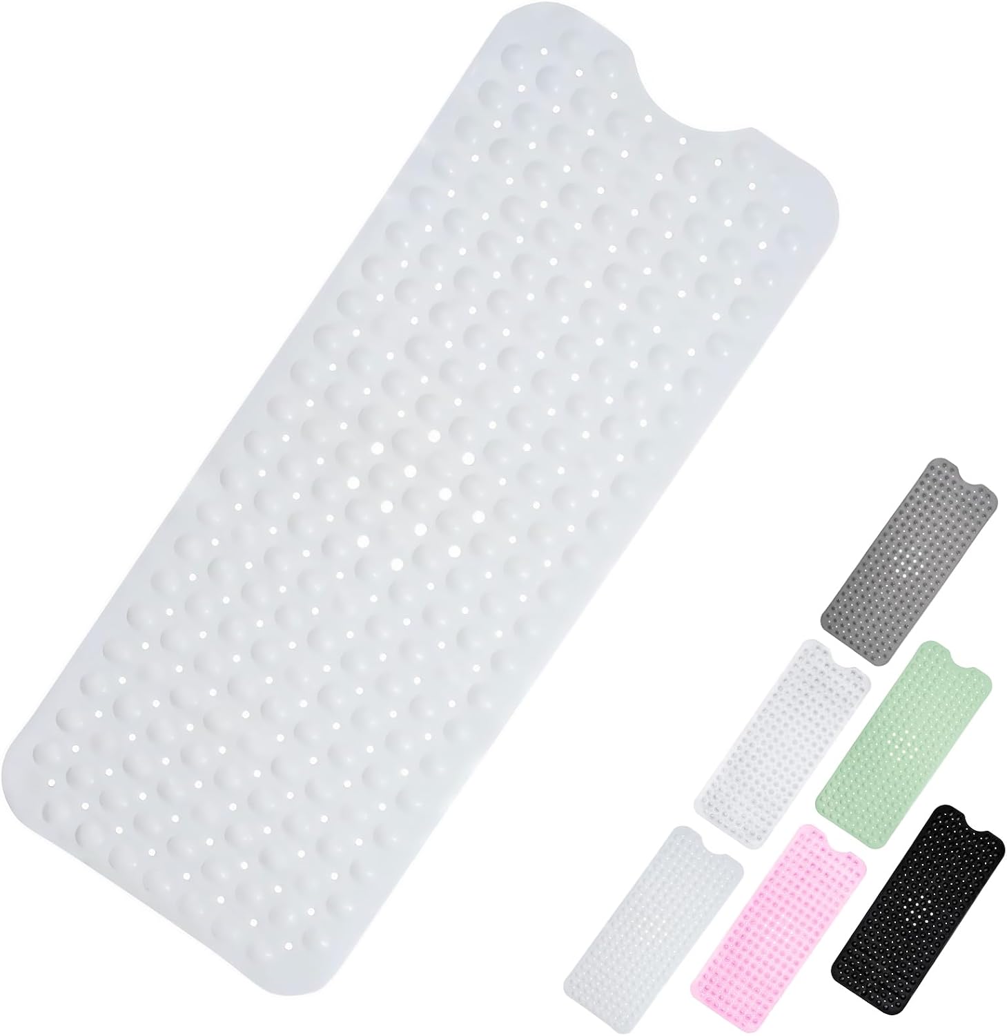 Rechteckige Badematte – 1 Stück – Weiß – Rutschfest Mit Saugnäpfen – Für Badezimmer – 100 X 40 Cm