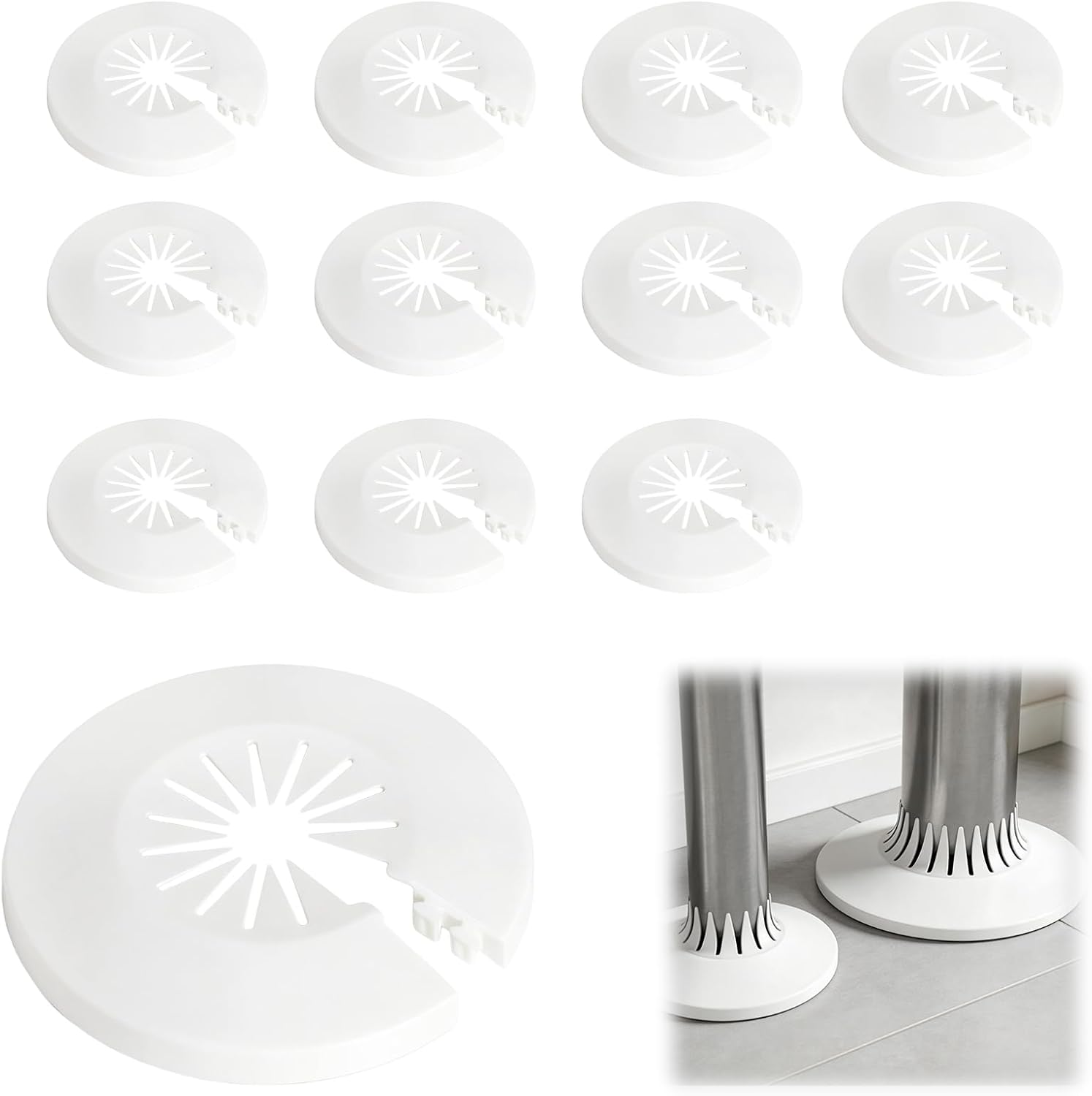 Rohrabdeckungsrosette – 12er-pack – Weißer Pp-kunststoff – Durchmesser 14–29 Mm – Für Heizung Und Wasser – Werkzeuglose Montage
