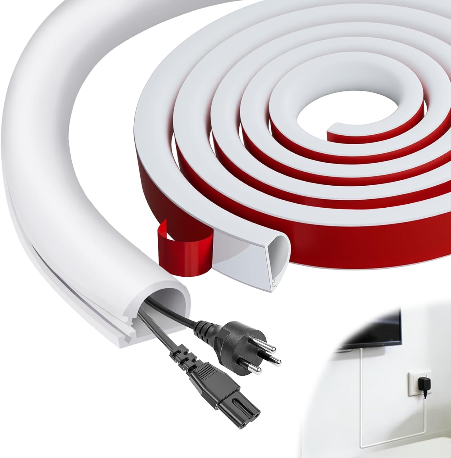 Kabelkanal – 3,5 M – Flexibles Weißes Pvc – Selbstklebend, Kein Bohren Erforderlich – Kabelschutz Für Wand Und Boden – 15 X 10 Mm