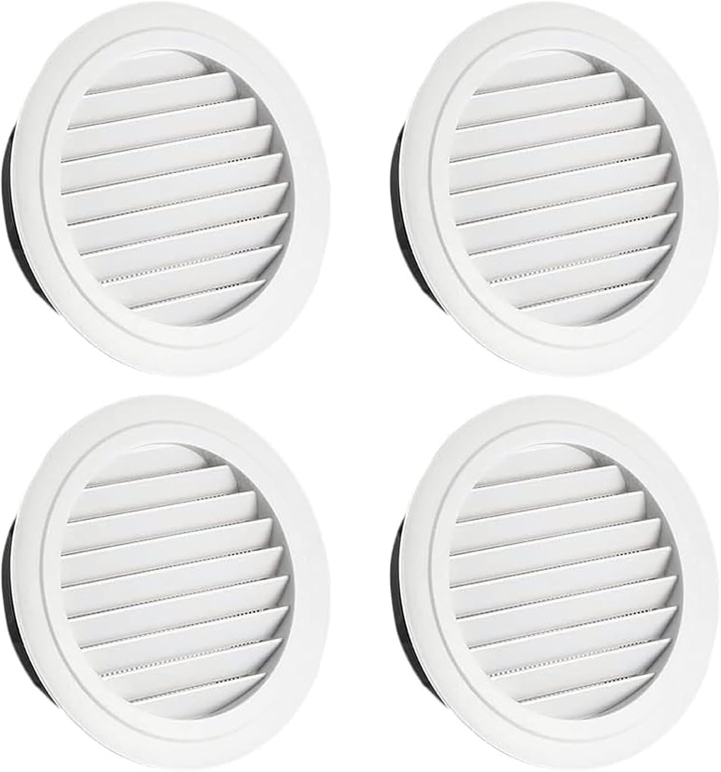Lüftungsgitter – 4-teilig – Abs-kunststoff – Mit Moskitonetz – Für Wand Und Decke – Ø 100 Mm, Weiß