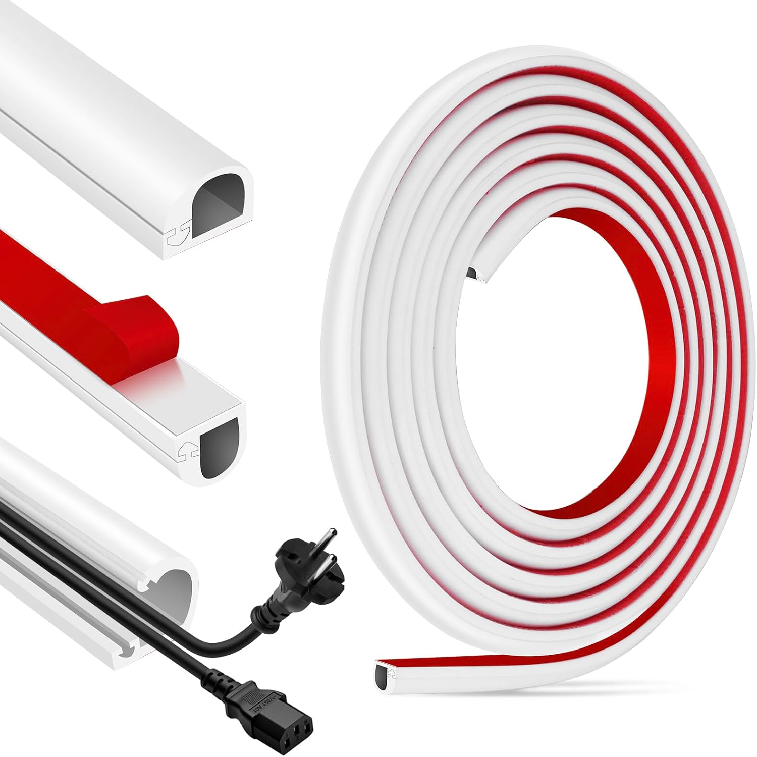 Kabelkanal – 1 M – Silikon – Seitliche Öffnung – Wand- Und Bodenschutz – 22 X 10 Mm Weiß