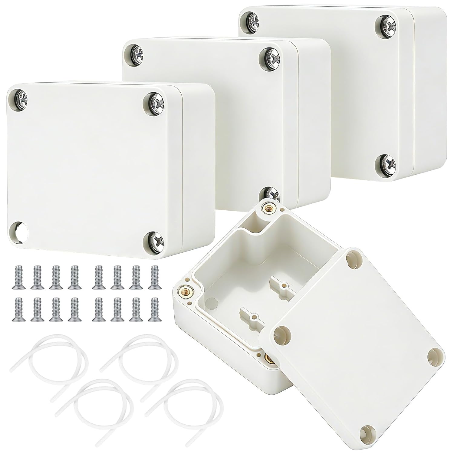 Anschlussdose – 4 Stück – Weißes Abs – Wasserdicht Nach Ip65 – Für Elektronik Im Außenbereich – 63 X 58 X 35 Mm