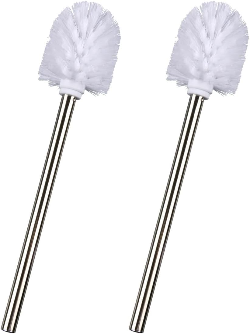 Ersatz-wc-bürste – 2er-pack – Edelstahl Und Weißes Nylon – Robuster, Austauschbarer Bürstenkopf – Für Moderne Badezimmer – 35 Cm