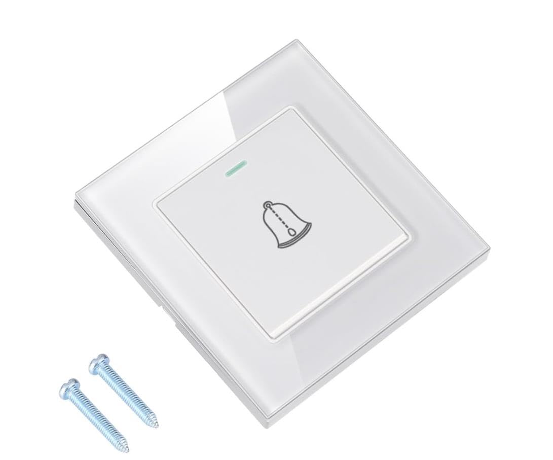 Außenklingelknopf – 1 Stück – Weißes Sicherheitsglas – Wasserdicht Nach Ip44 16a – Für Zuhause Und Hotel – 8,6 X 8,6 Cm