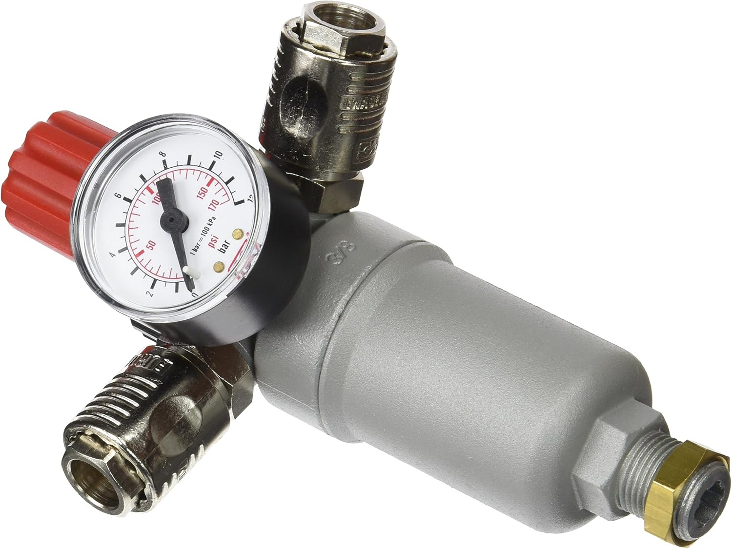 Druckregler Mit Manometer – 1 Stück – Metall Und Kunststoff – Filterung Und Doppelter Schnellverschlussanschluss – Für Werkstatt- Und Druckluftwerkzeuge – 3/8 Zoll