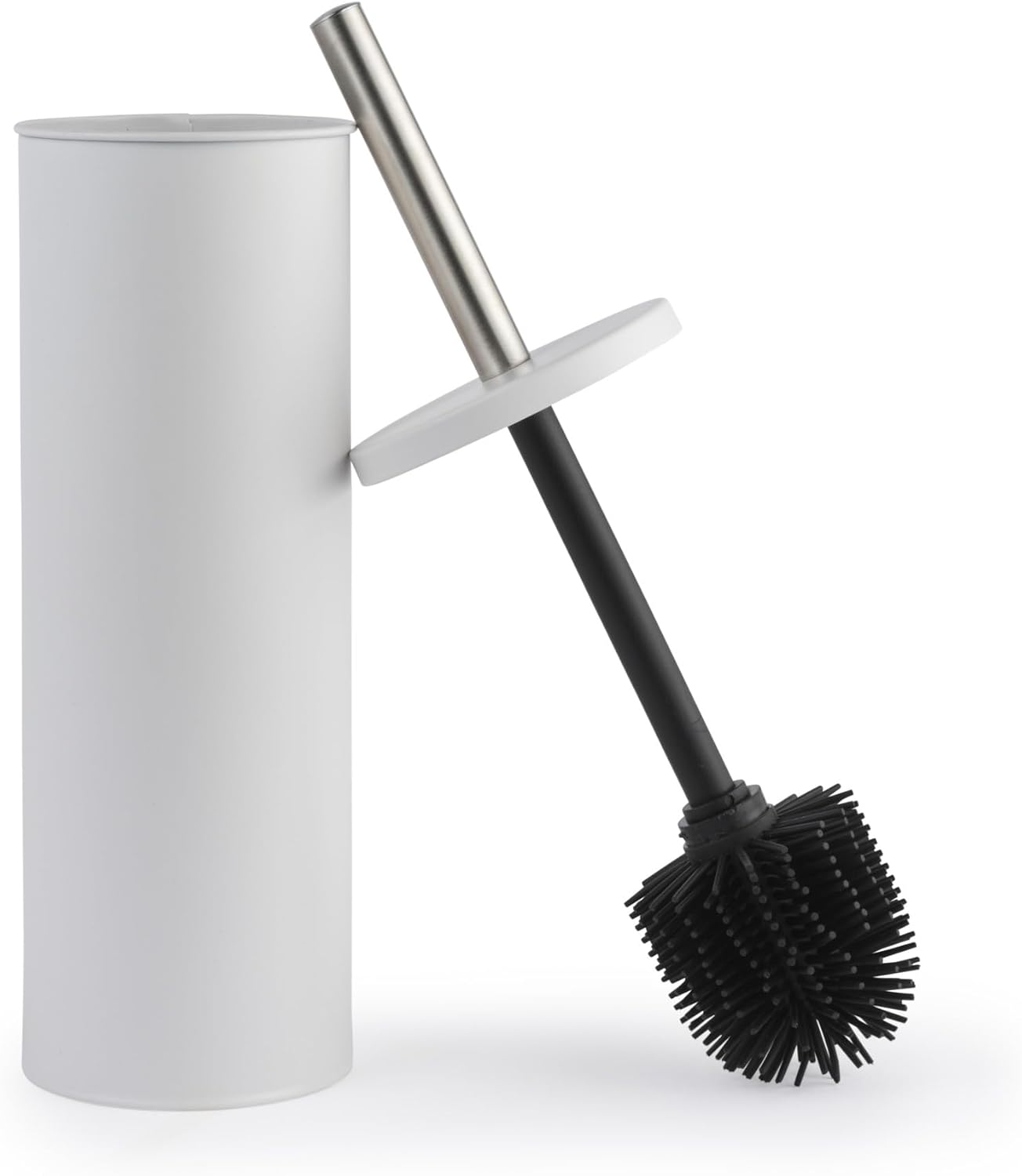 Wc-bürste Mit Halter – 1-teilig – Silikon Und Kunststoff – Hygienische, Spritzwassergeschützte Reinigung – Für Moderne Badezimmer – Weiß
