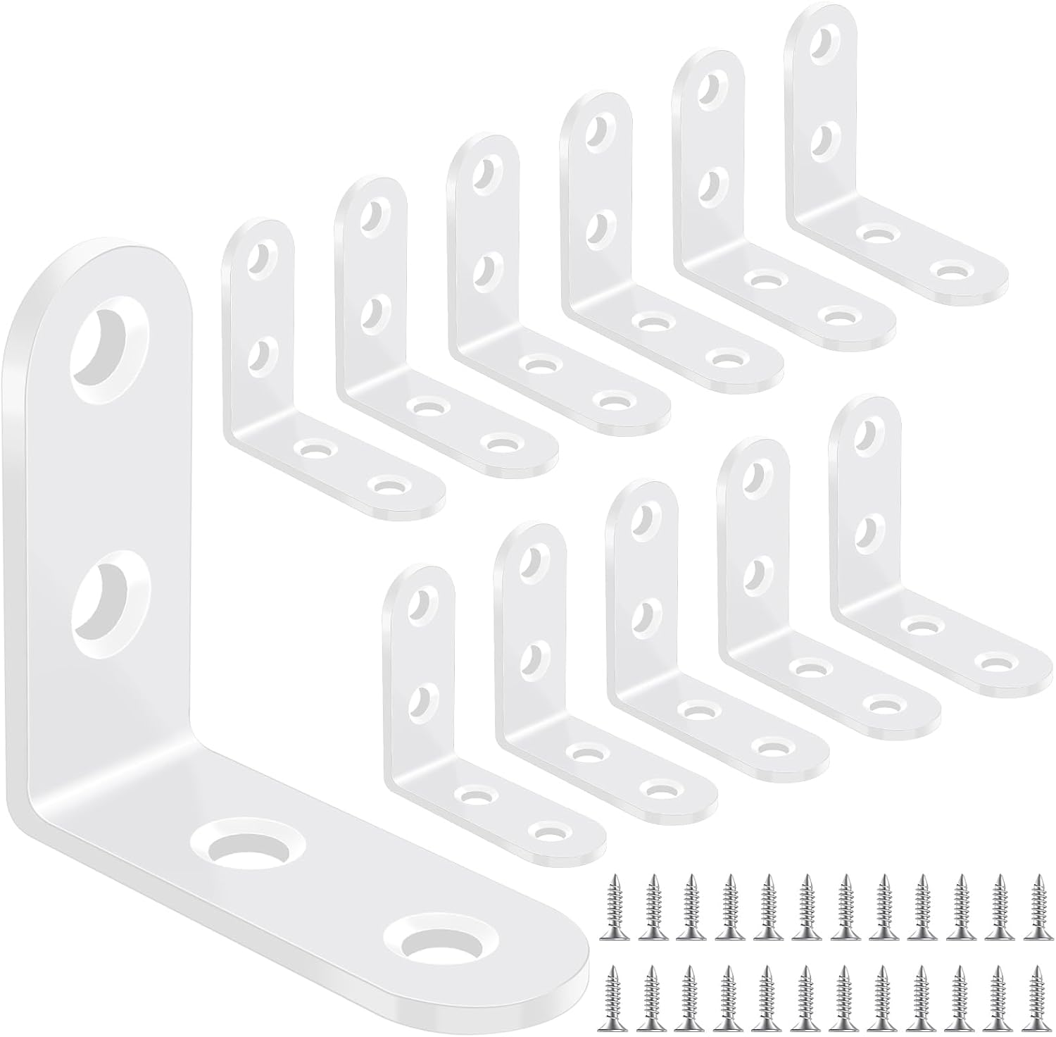 Set Mit 12 Weißen 50x50-mm-eckwinkeln – Verzinkter Kohlenstoffstahl – Robuste 90°-befestigung – Für Möbel Und Regale – Weiß