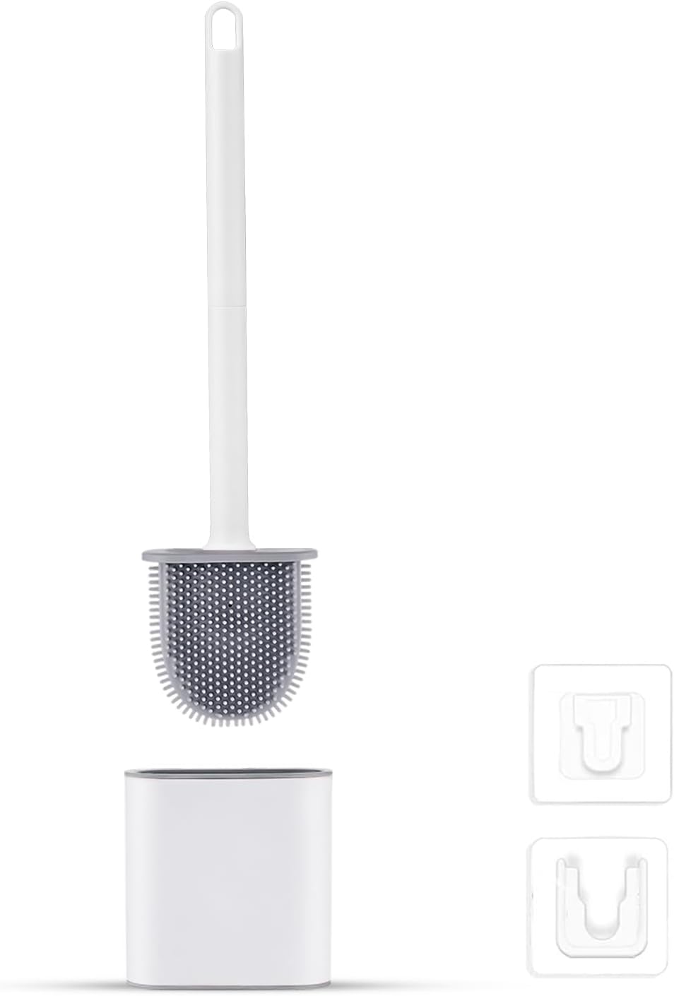 Silikon-wc-bürste – 1 Stück – Flaches Und Hygienisches Design – Schnelltrocknend Und Geruchshemmend – Für Moderne Badezimmer – Wand- Oder Bodenmontage – Weiß