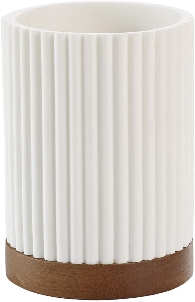 Badewannenschale – 1 Stück – Polyresin Und Akazie – Design: Niagara White – Langlebig – Für Moderne Badezimmer – Durchmesser: 8 X 10,8 Cm