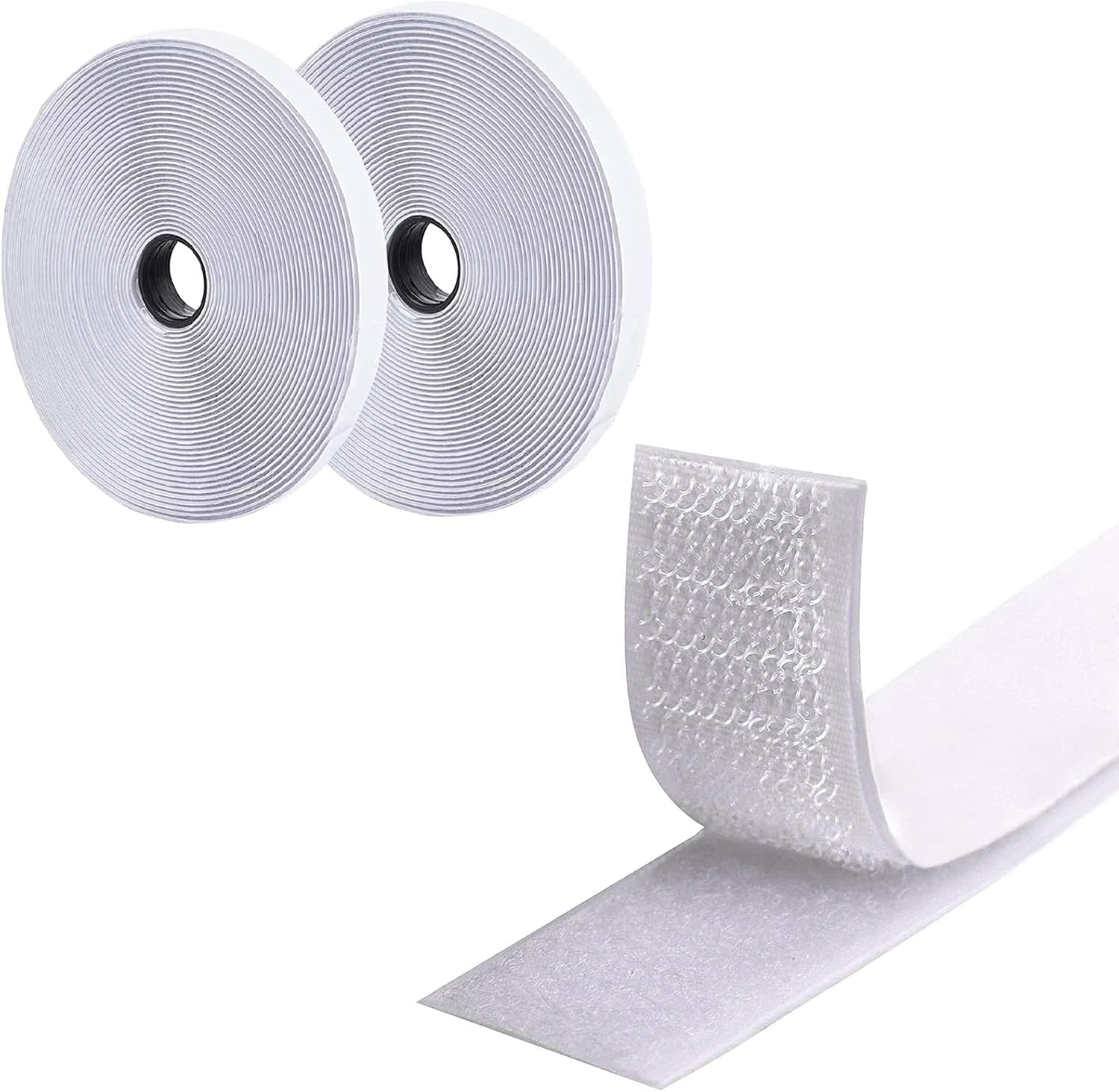 Doppelseitiges Klettband – 2 Rollen – Weißes Nylon – Stark, Wiederverwendbar, Für Heimwerkerprojekte Im Innen- Und Außenbereich – 2 Cm X 5 M