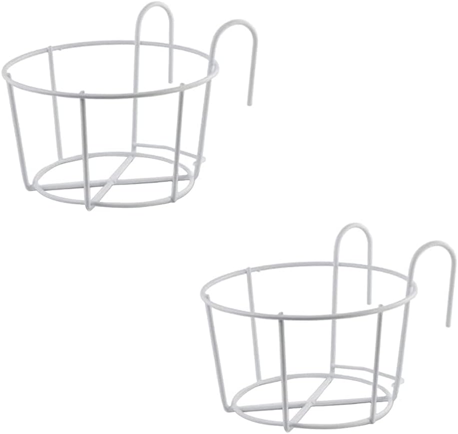 Runder Blumenhalter – 2 Stück – Weißblech – Rostfreier Aufhängehaken – Balkon, Garten, Zaun – 20 X 15,2 X 11 Cm