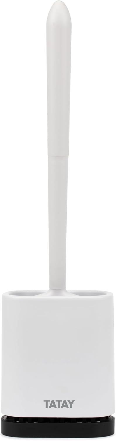Silikon-wc-bürste – 1 Stück – Modernes Design Ohne Halterung – Gründliche Reinigung Ohne Auslaufen – Familienbadezimmer – Weiß, 42 Cm