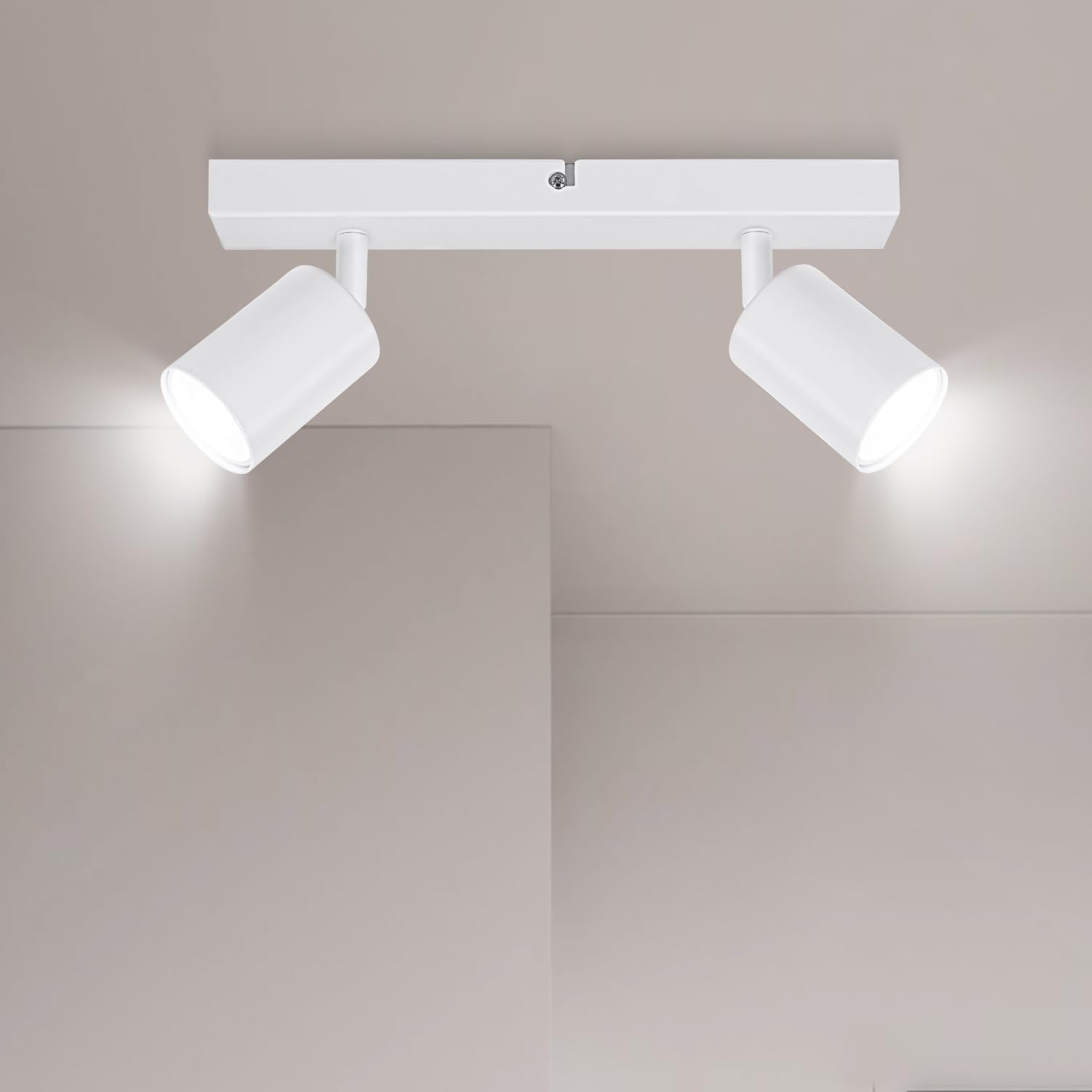 Gu10-deckeneinbaustrahler – 2 Verstellbare Strahler – Weißer Stahl – Verstellbare Innenbeleuchtung – Wohnzimmer, Küche, Büro