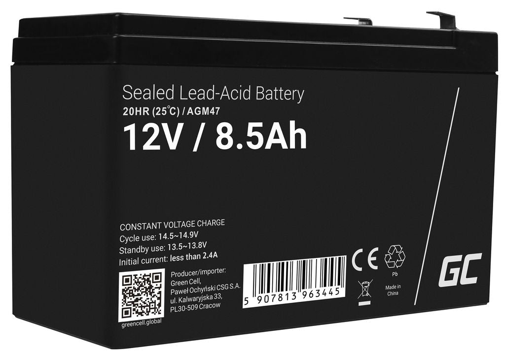 Batería Green Cell Agm Vrla De 12 V Y 8,5 Ah Sin Mantenimiento