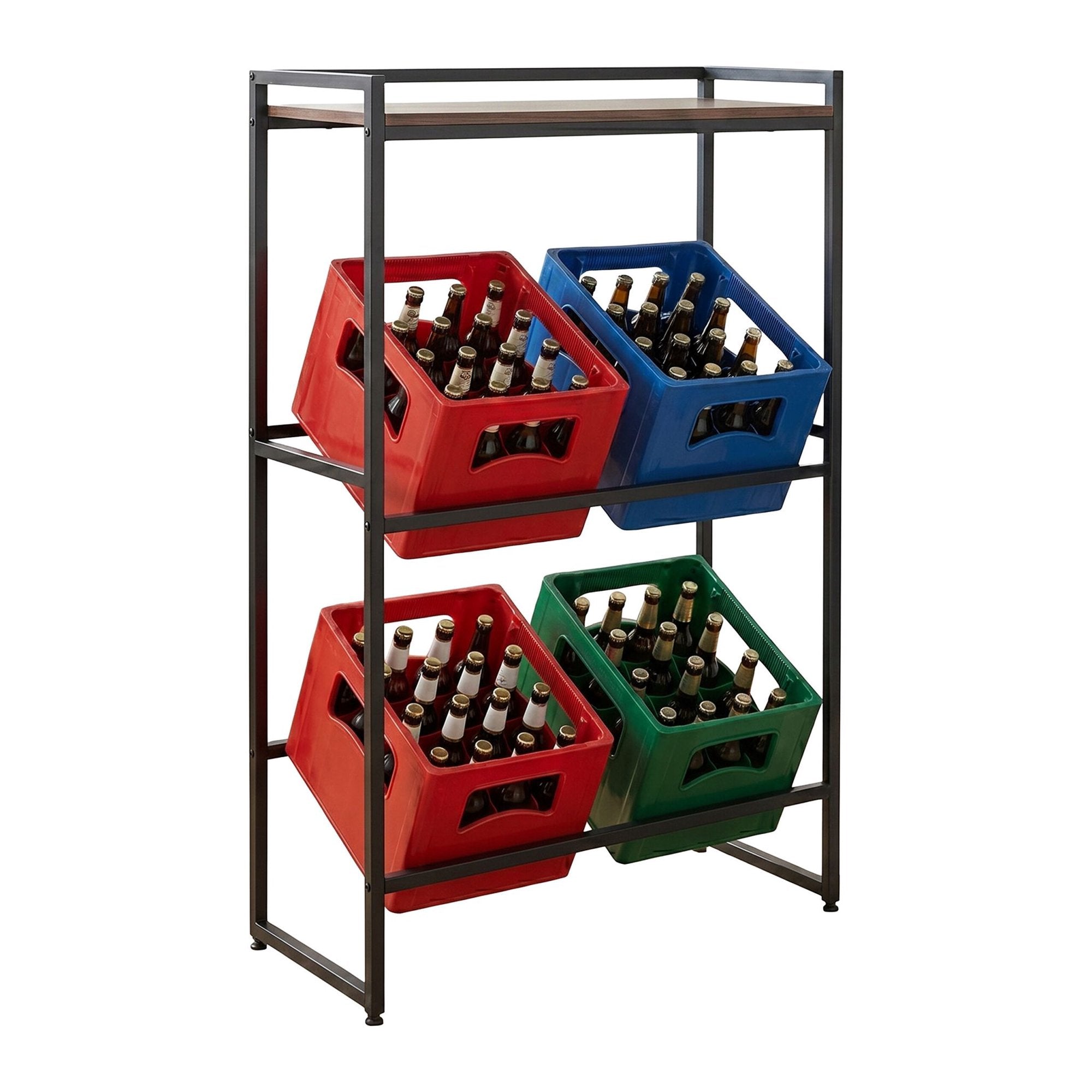Industrial Style Drink Crate Rack 2 Tier Blackbrown 229384458