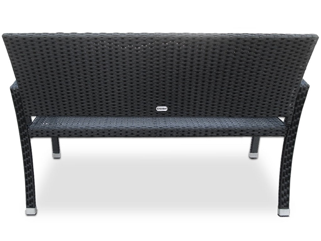 Gartenbank Aus Rattan, Schwarz, 2-sitzer, Wetterfest